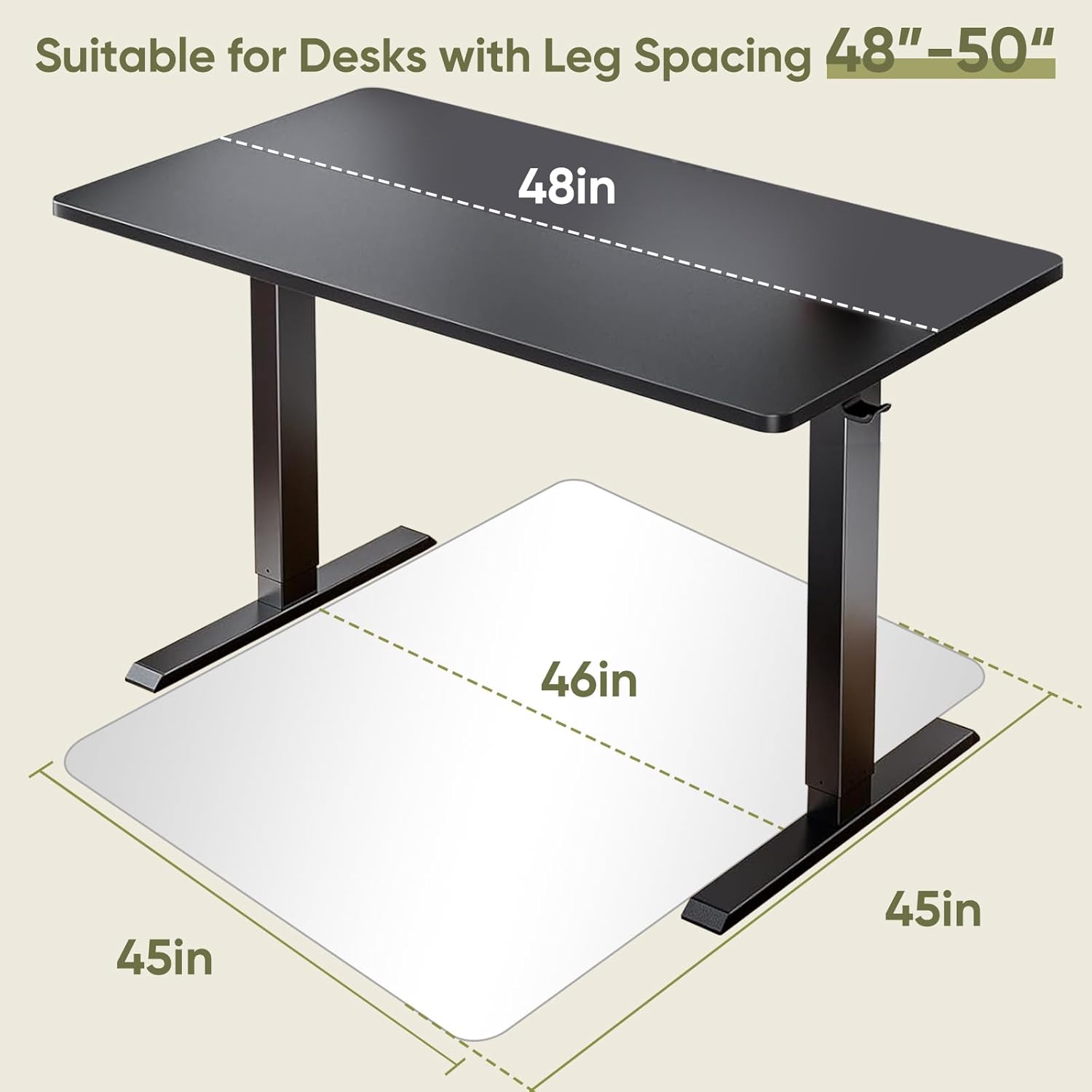 Office Chair Mat for Carpet & Hardwood, Upgraded 45" x 45" Tempered Glass Chair Mat for Office