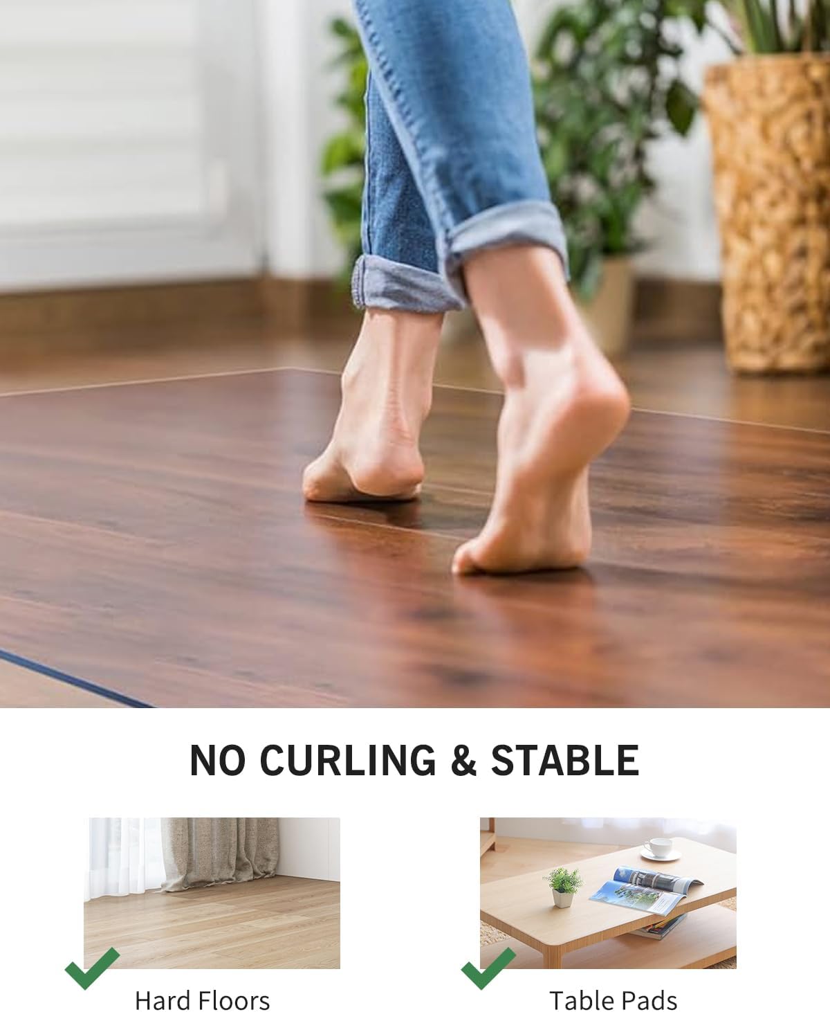 Area Mat for Hard Floor, 3'×5' Transparent PVC Area Rug for Home, Waterproof Durable Floor