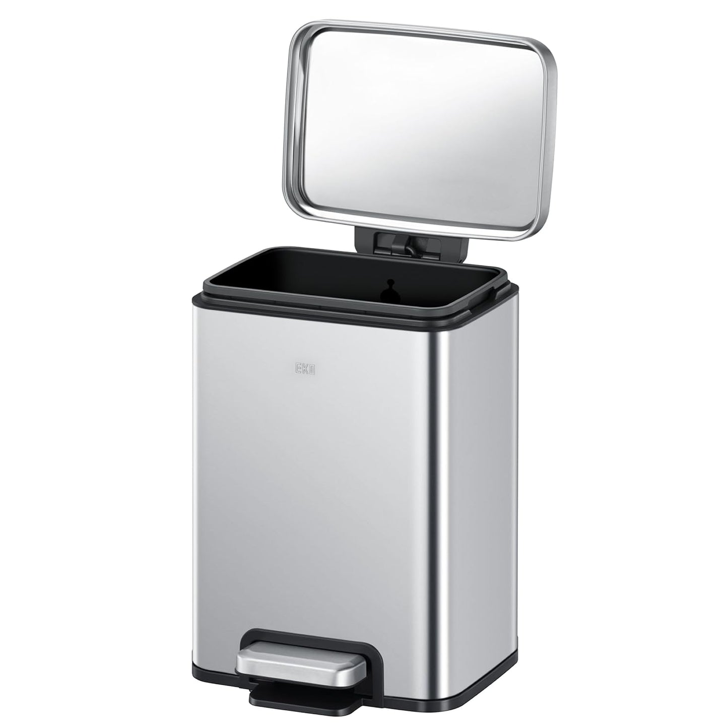 EKO Madison 6L / 1.6 Gal Bathroom Trash Can with Lid and Removable Inner Basket, Rectangular Small