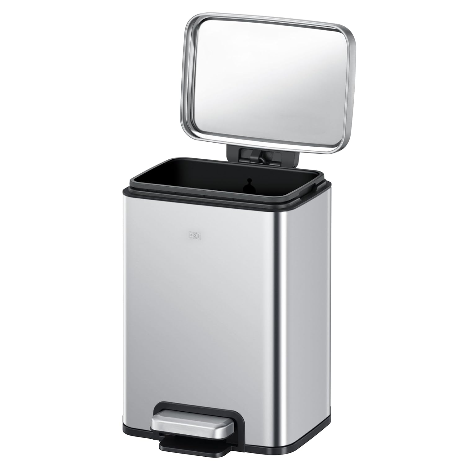 EKO Madison 6L / 1.6 Gal Bathroom Trash Can with Lid and Removable Inner Basket, Rectangular Small