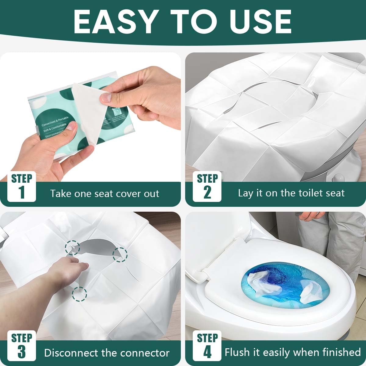 120 Pcs Disposable Flushable Paper Toilet Seat Covers Travel Supplies Essentials for Airplane