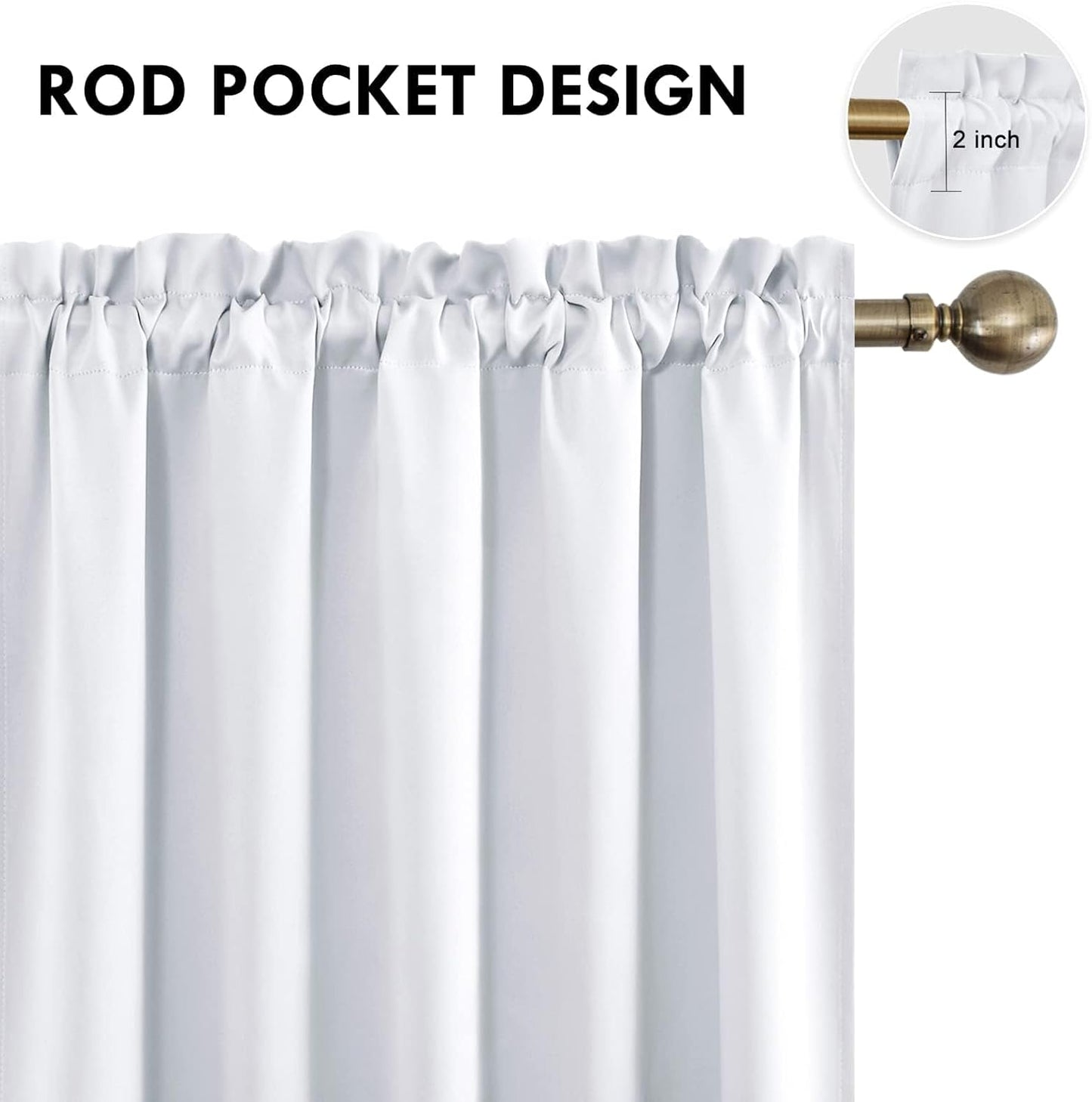 DWCN White Curtains for Living Room Thermal Insulated, Energy Saving & Noise Reducing Bedroom