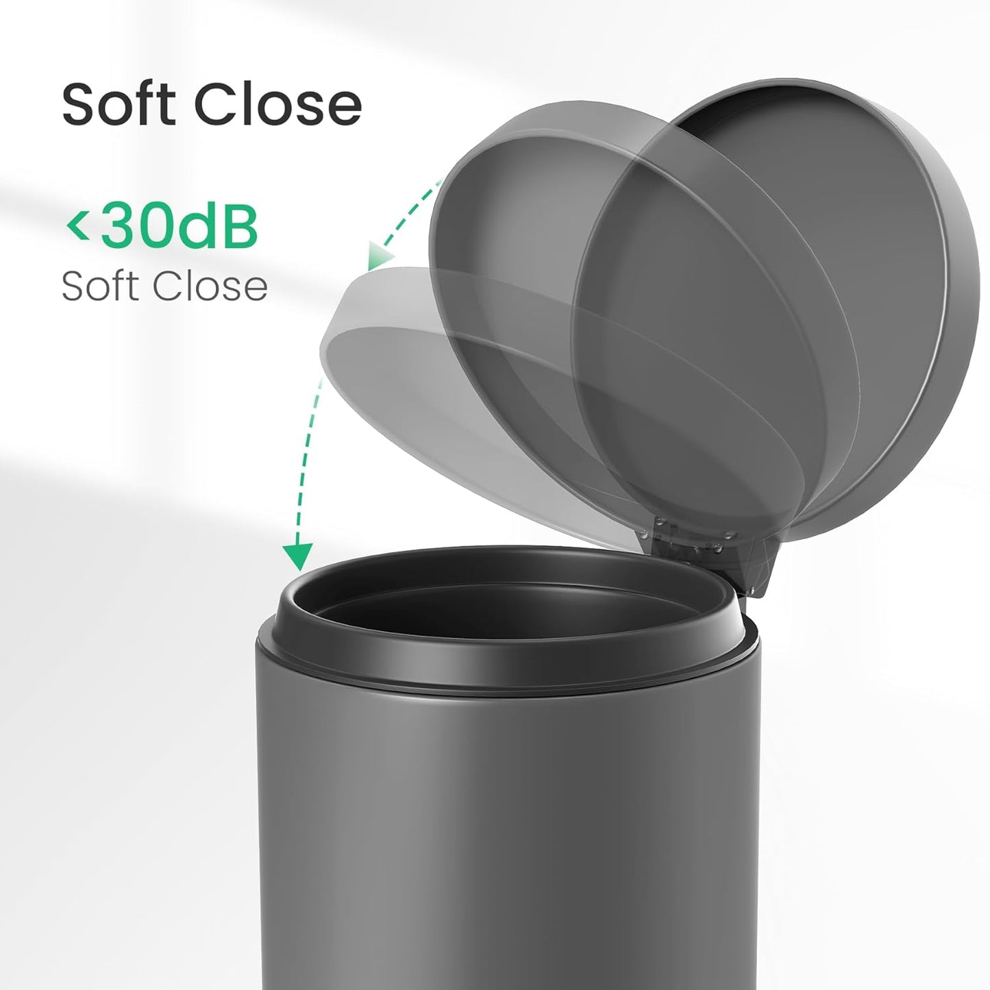Cesun 1.2 Gallons Small Gray Trash Can, Bathroom Garbage Can with Lid and Foot Pedal, Mini Round