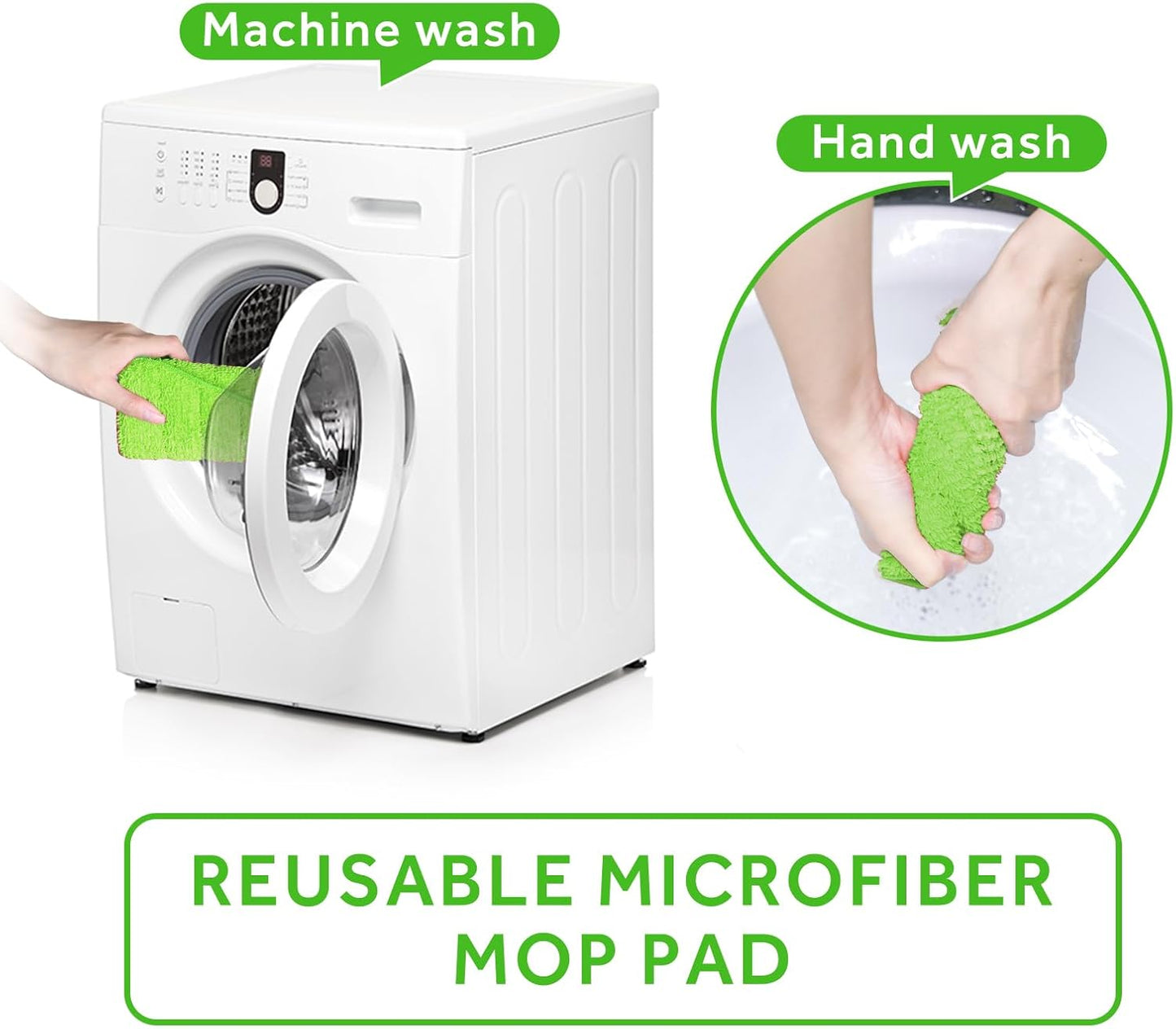 16.5 inch Mop Pads Refills, 3 Pack Microfiber Reusable Replacement Mop Pads Flat Replacements Heads