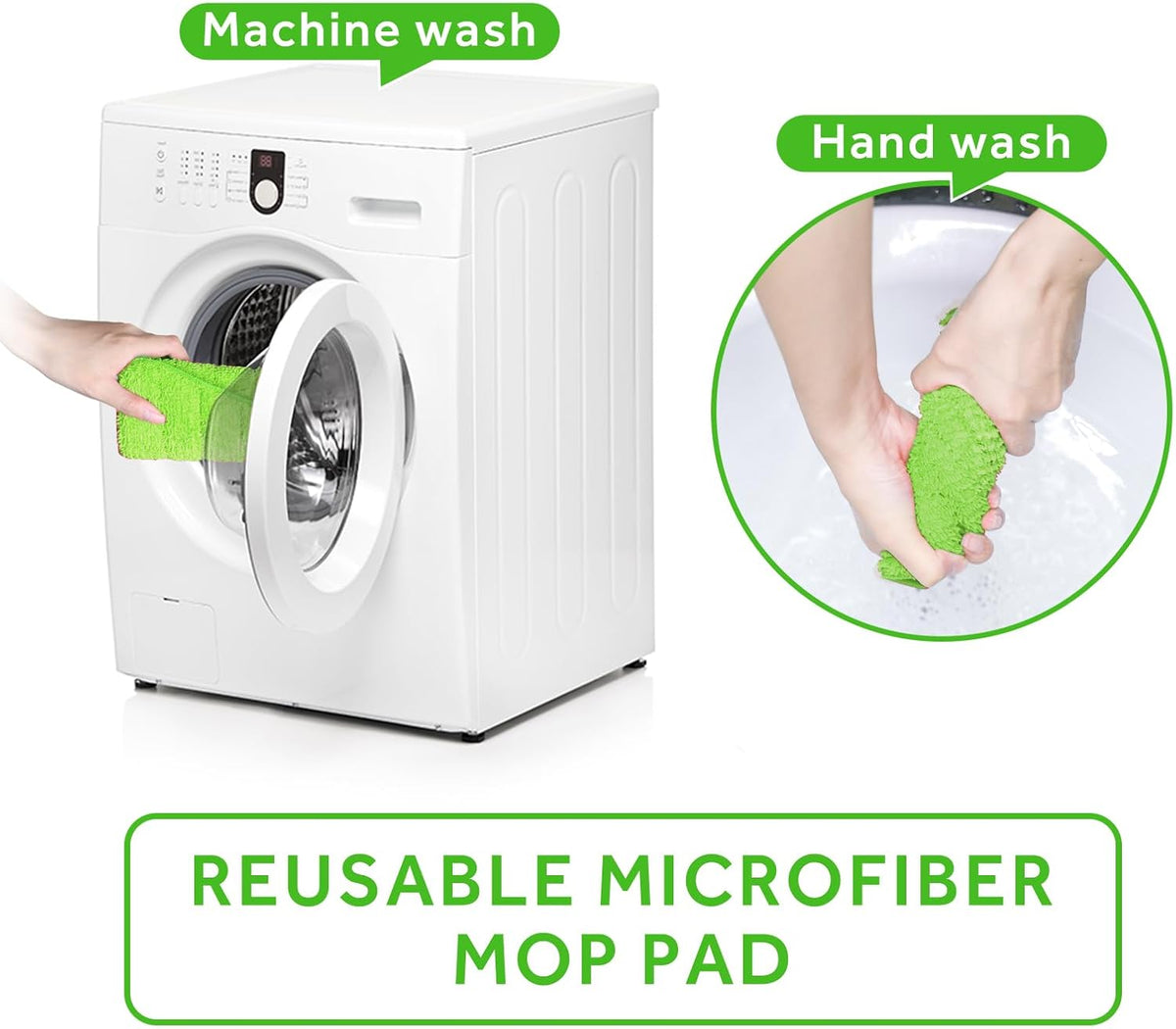 16.5 inch Mop Pads Refills, 3 Pack Microfiber Reusable Replacement Mop Pads Flat Replacements Heads