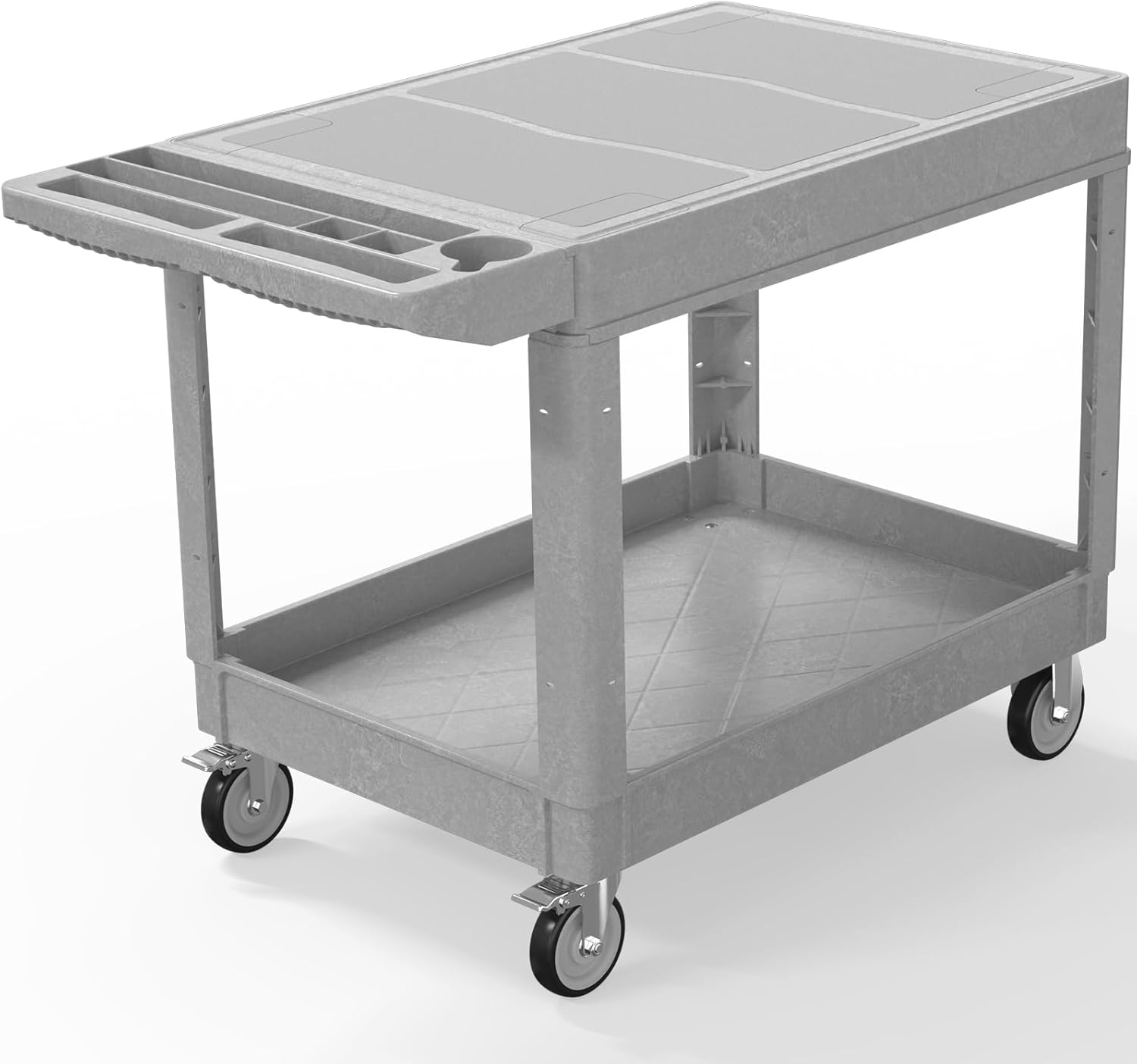Utility Cart on Wheels, Heavy Duty Large Flat Top Rolling Service Cart, 46 x 25 Inch Work Carts, 2