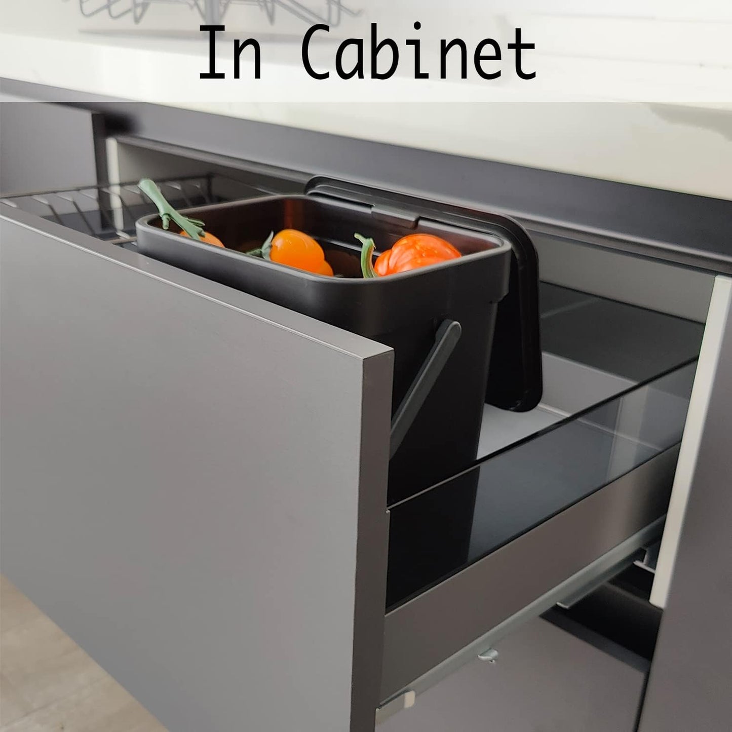 LALASTAR Countertop Compost Bin with Lid, Hanging Small Trash Can with Lid Under Sink for Kitchen