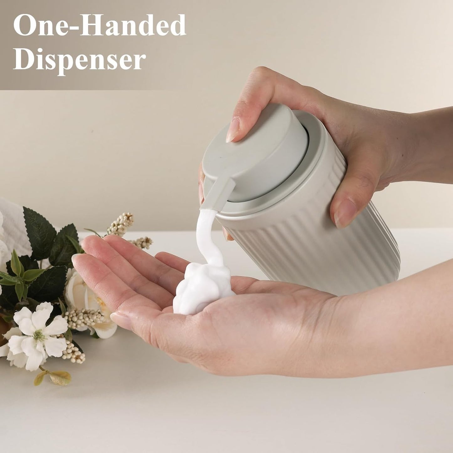 BosilunLife Foam Hand Soap Dispenser - Ceramic Foaming Soap Dispenser for Bathroom 12oz Refillable