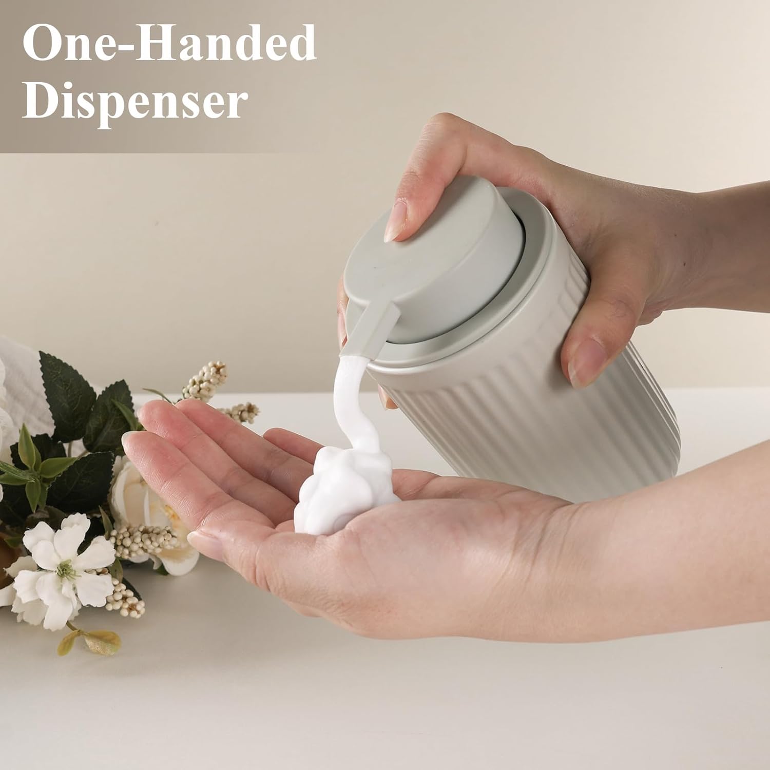 BosilunLife Foam Hand Soap Dispenser - Ceramic Foaming Soap Dispenser for Bathroom 12oz Refillable