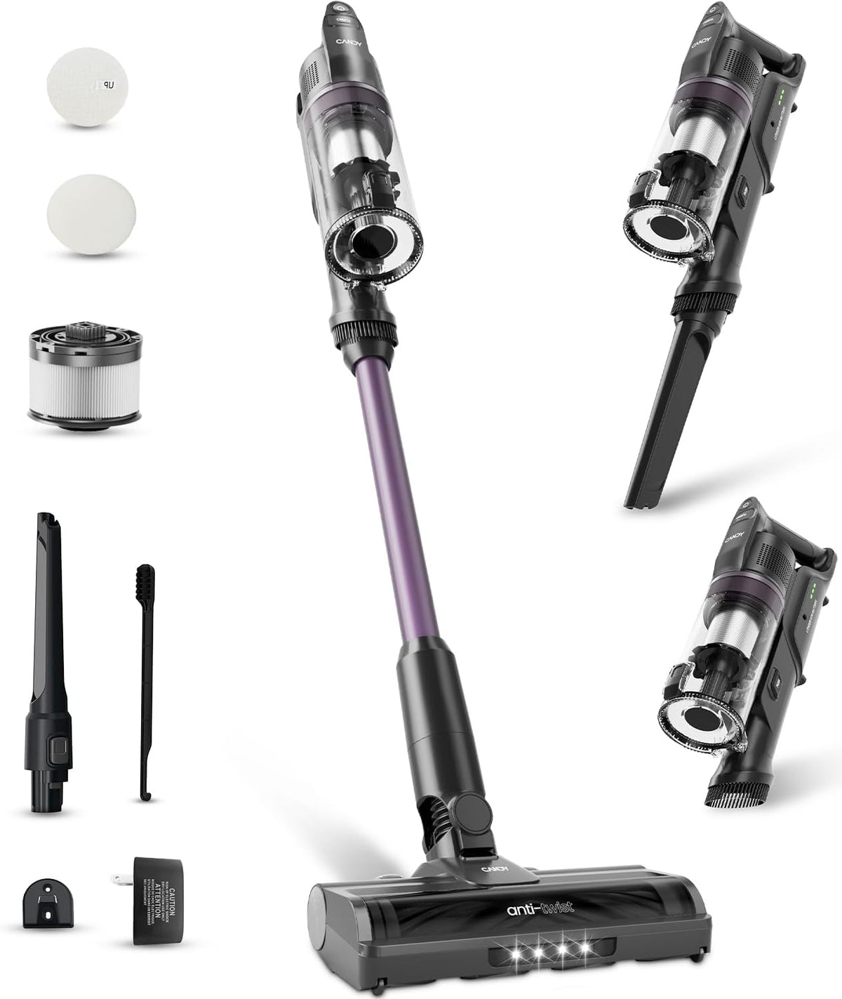 CANDY Cordless Vacuum Cleaner, Stick Vacuum Cordless Rechargeable,45Mins Powerful Suction Vacuum
