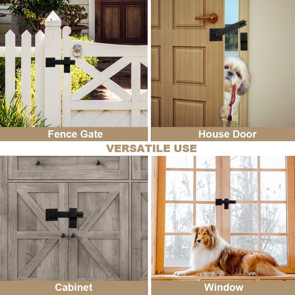 2 Pack Flip Gate Latch Lock 6'' Adjustable Barn Door Lock Hardware Safety Rustic Gate Lock for