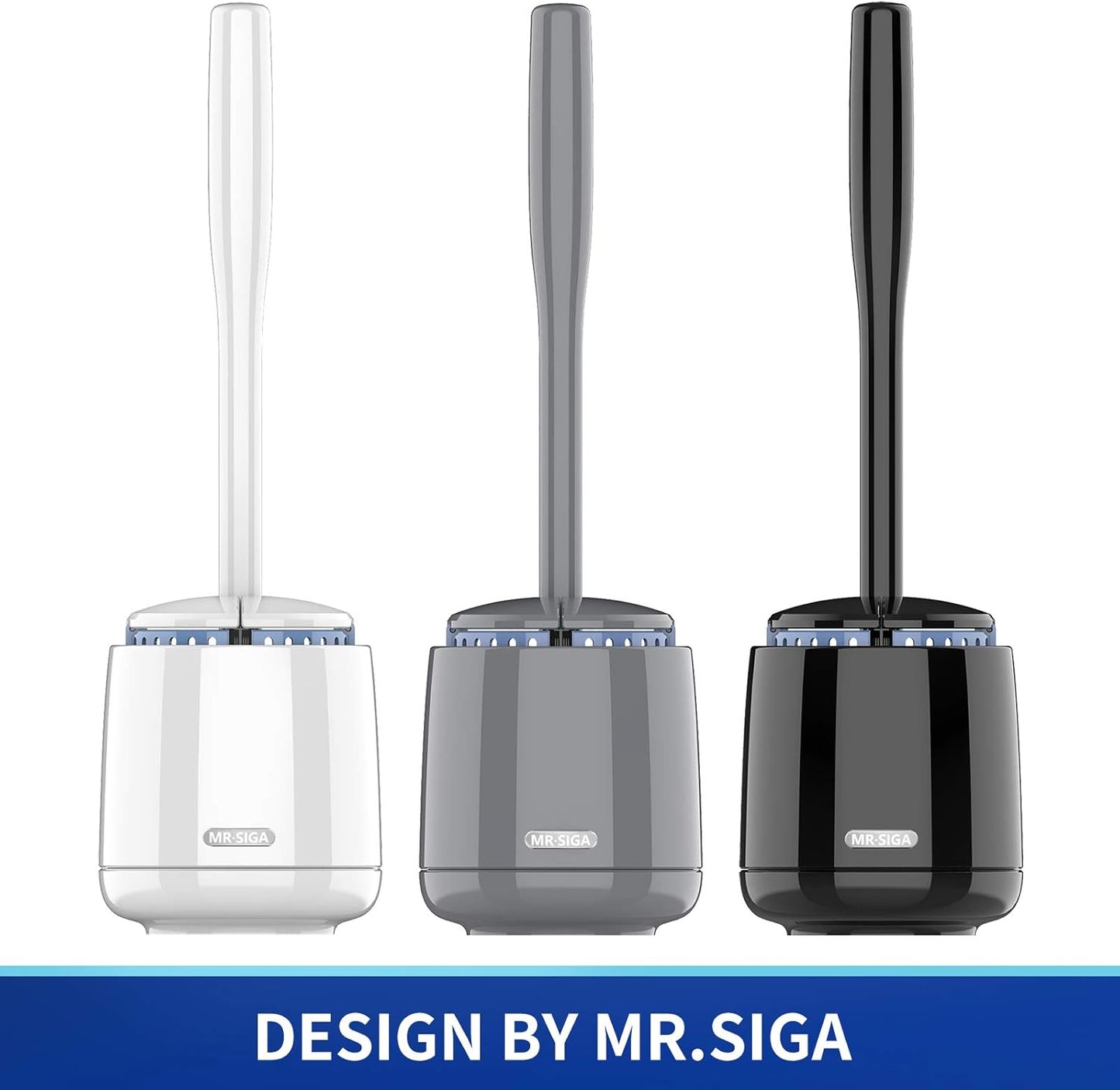 MR.SIGA Toilet Bowl Brush and Holder, Premium Quality, with Solid Handle and Durable Bristles for