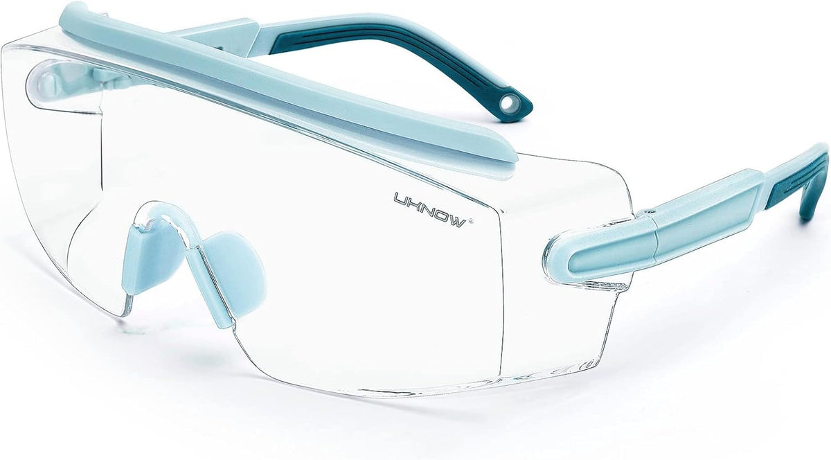 UKNOW Safety Goggles Over Glasses, Safety Glasses Anti Fog Wraparound Eye Protection, Protective