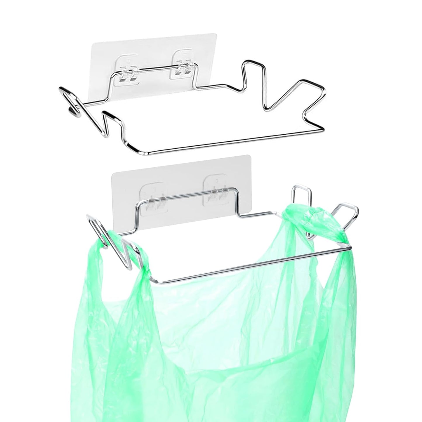2 Pcs Stainless Steel Trash Bag Holder for Kitchen Cabinets Doors and Cupboards, Under Sink Bag