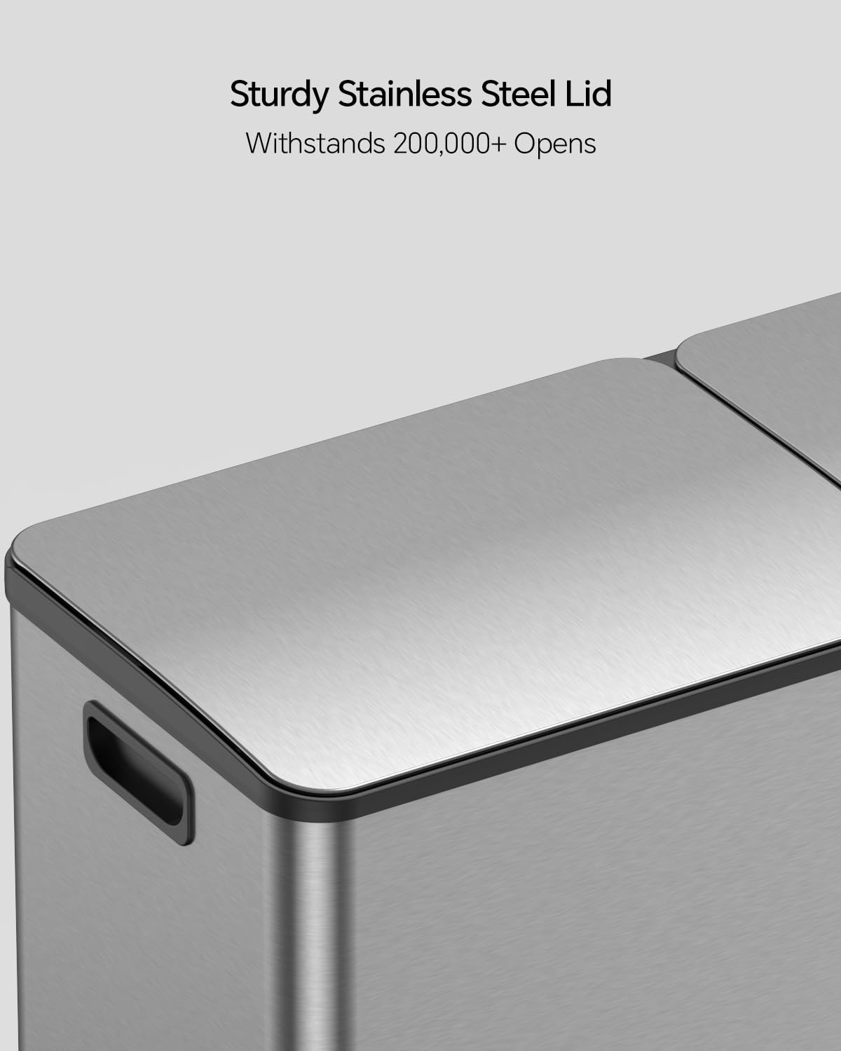 Lovewind Dual Trash and Recycling Bins for Kitchen, 13+6 Gallon Stainless Steel Garbage and Recycle