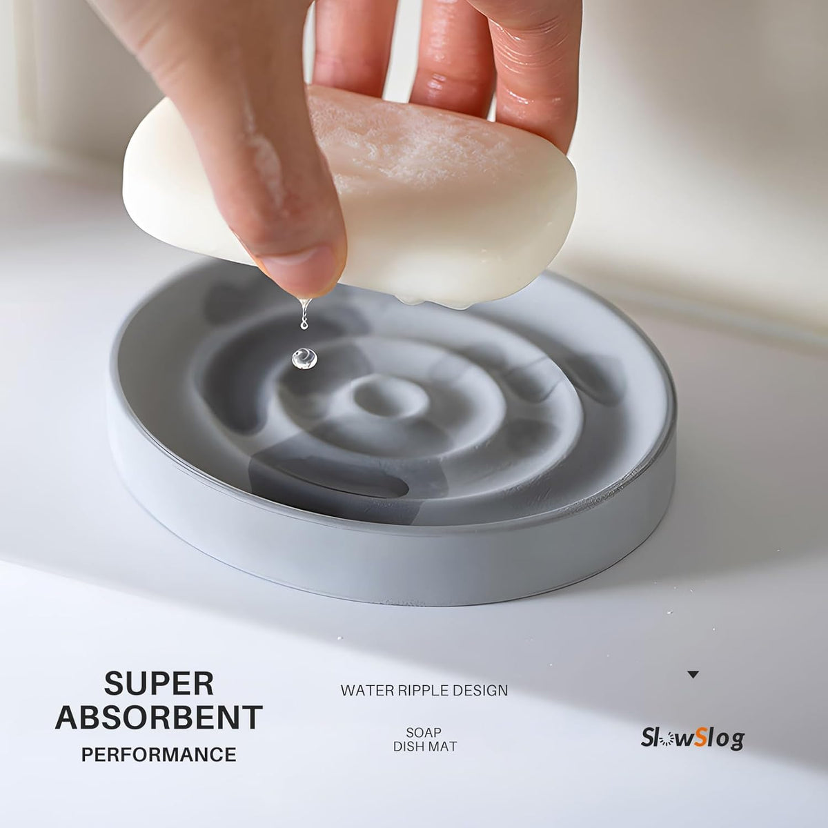 Diatomite Soap Dish, 2 Pack Water Absorbent Stone Soap Dish Holder, Quick Dry Diatomaceous Earth