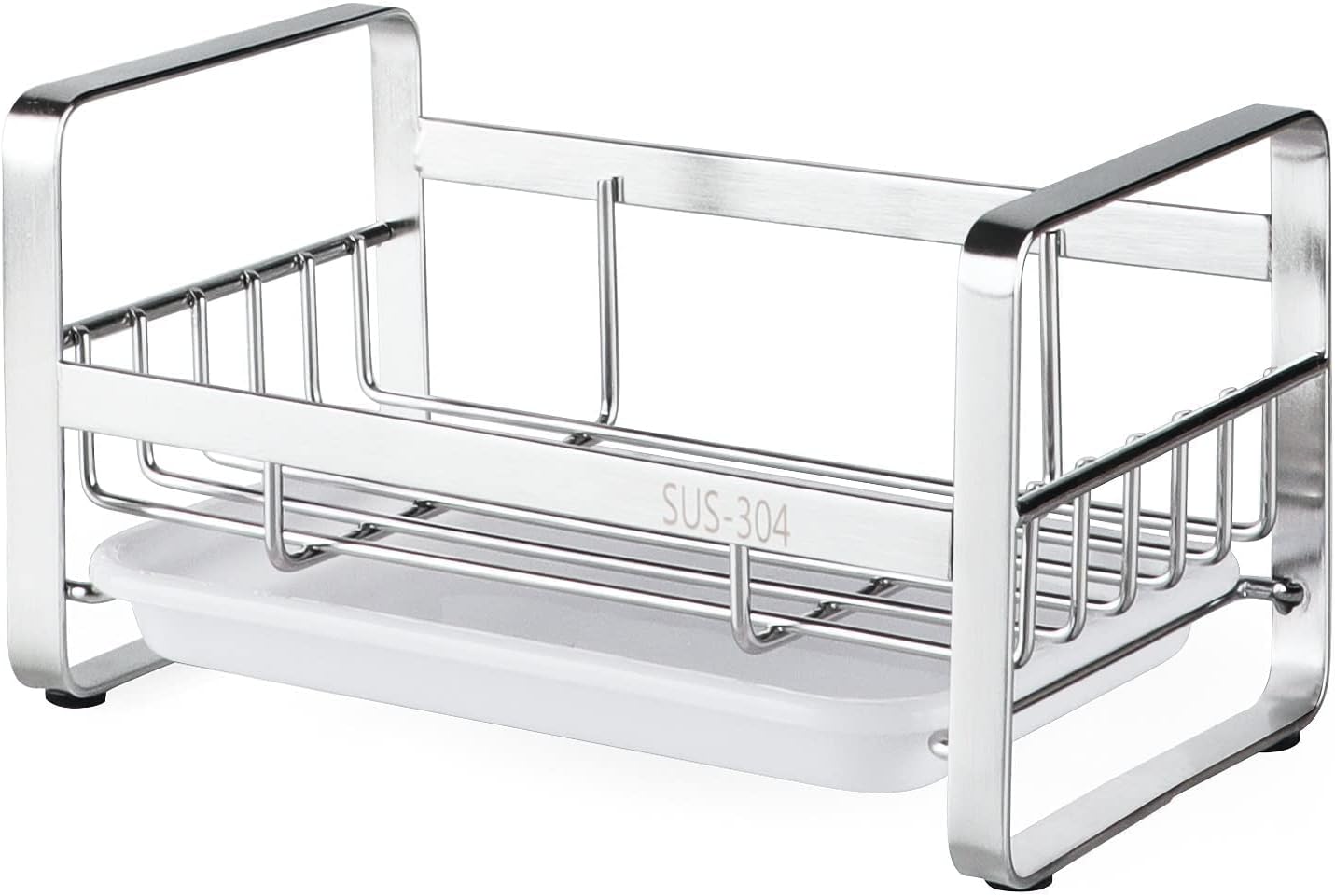 HULISEN Kitchen Sink Sponge Holder, 304 Stainless Steel Kitchen Soap Dispenser Caddy Organizer