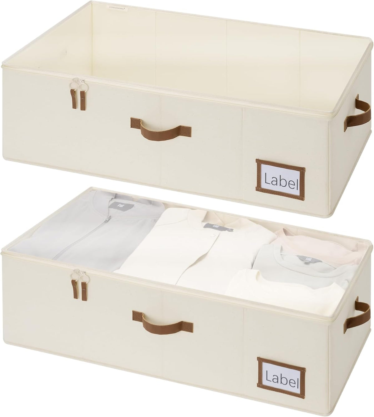 StorageWorks Under Bed Storage Bins, 10'' Underbed Storage Containers with Lid, 90L Clothes