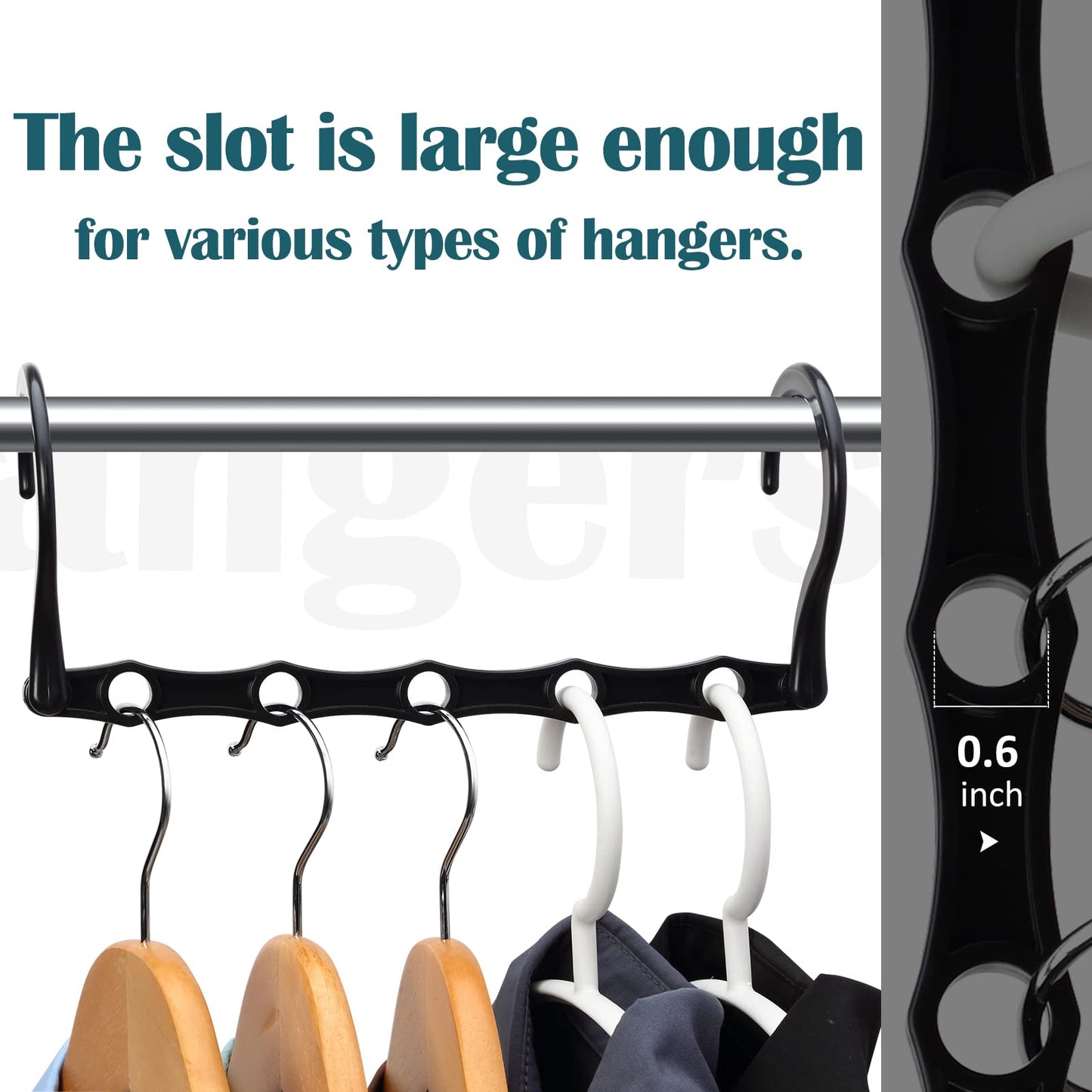 AMKUFO 6 Pack-Closet-Organizers-and-Storage, Space-Saving-Hangers Black