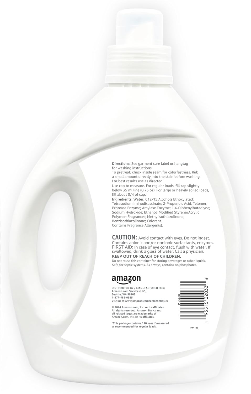 Amazon Basics Laundry Detergent Liquid, Concentrated, Fresh Scent, 110 Loads, 82.5 Fl Oz (New