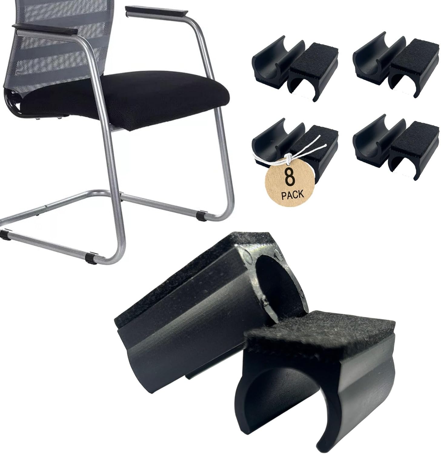 Rectangle U Shaped Chair Leg Tips Caps with Felt Pads,Furniture Feet Protector Slide Smoothly
