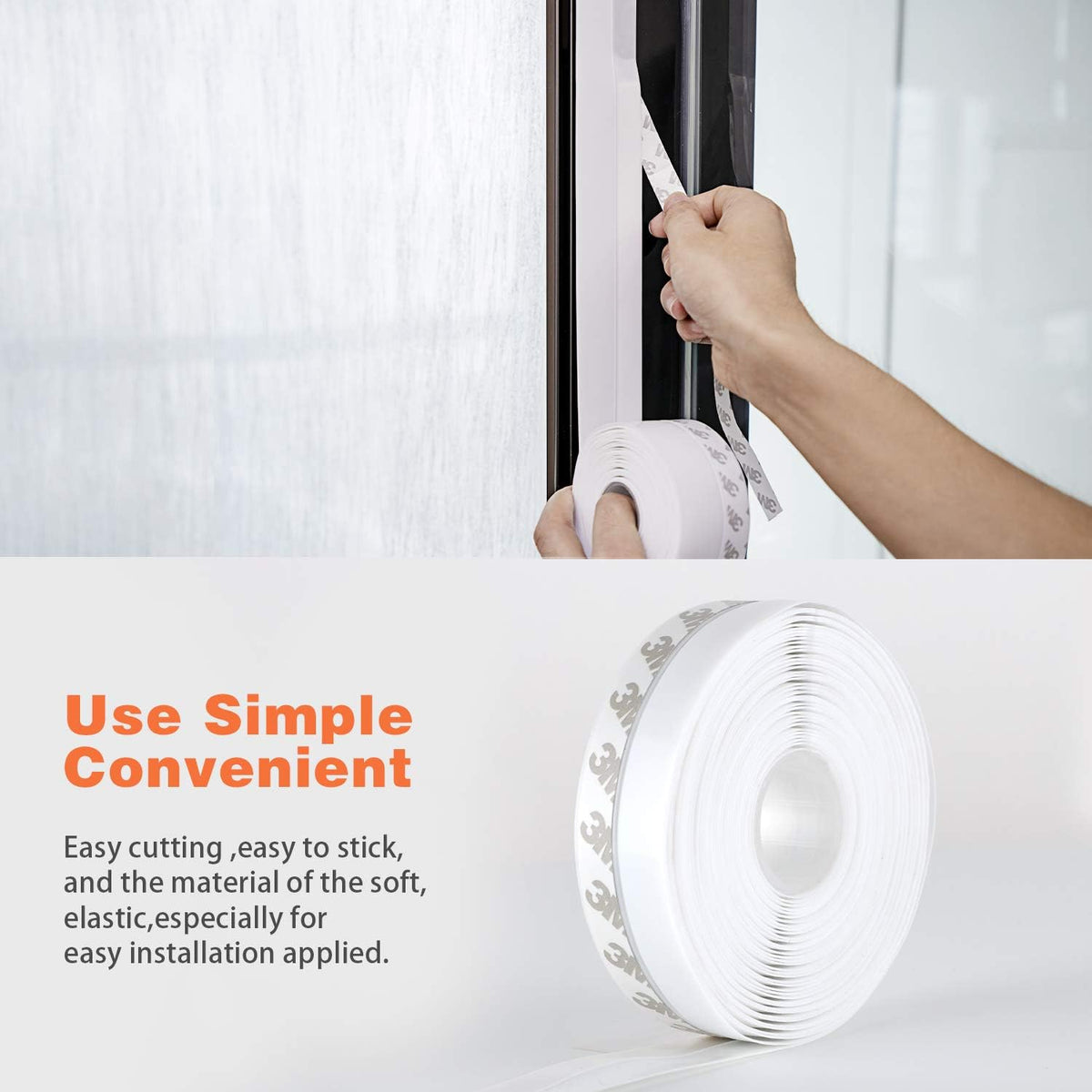 26 Feet Silicone Seal Strip, Weather Stripping Seal Tape for Door, Window & Shower Glass Gaps