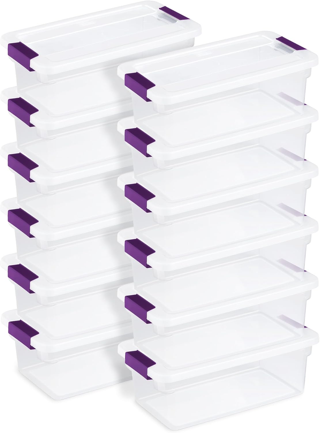 Sterilite 12-Pack 6 Quart ClearView Latch Box, Stackable Organizer Bins with Latching Lids - Clear