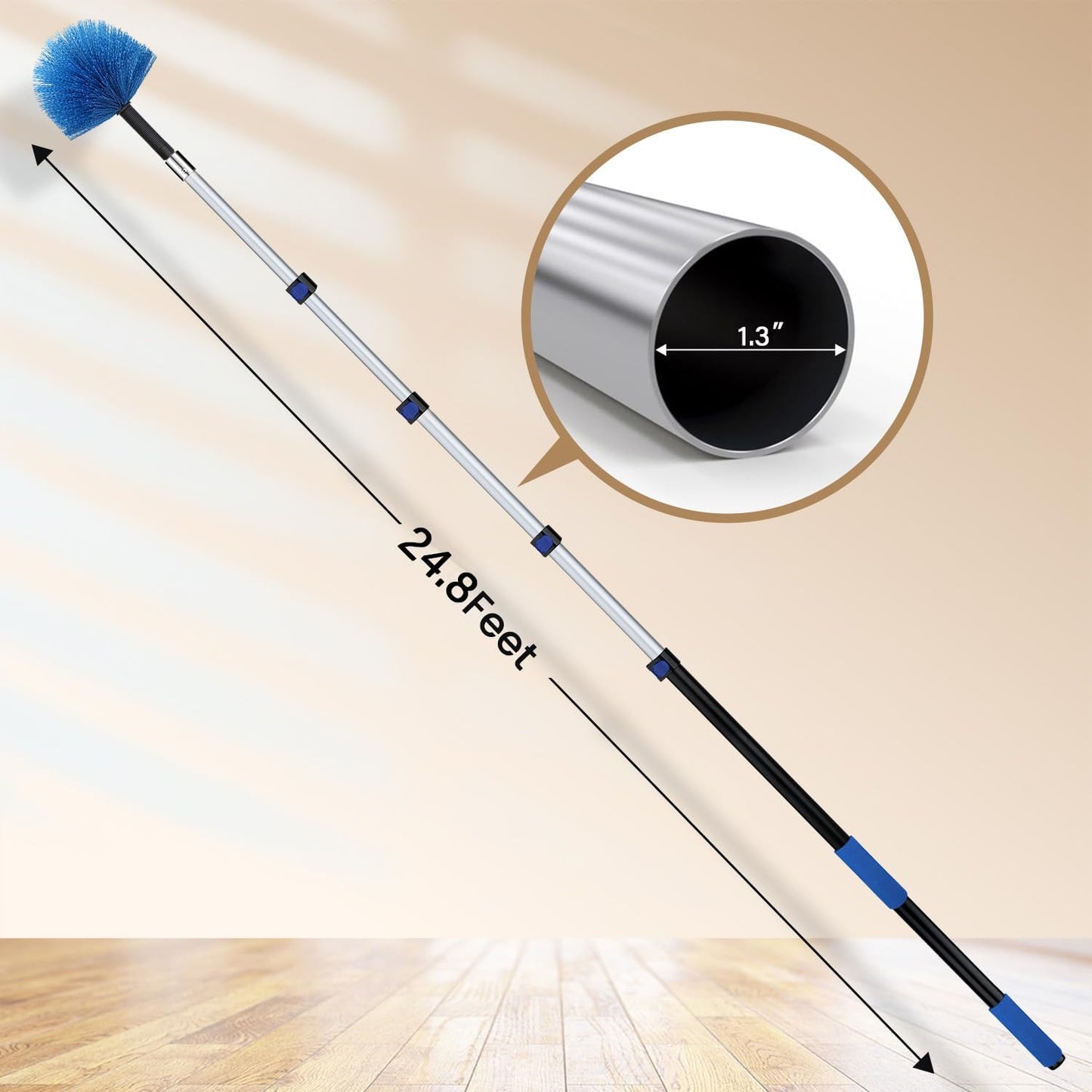 30ft High Ceiling Duster Kits with 5-24ft Heavy Duty Extension Pole - Fan Blade Cleaner, Cobweb