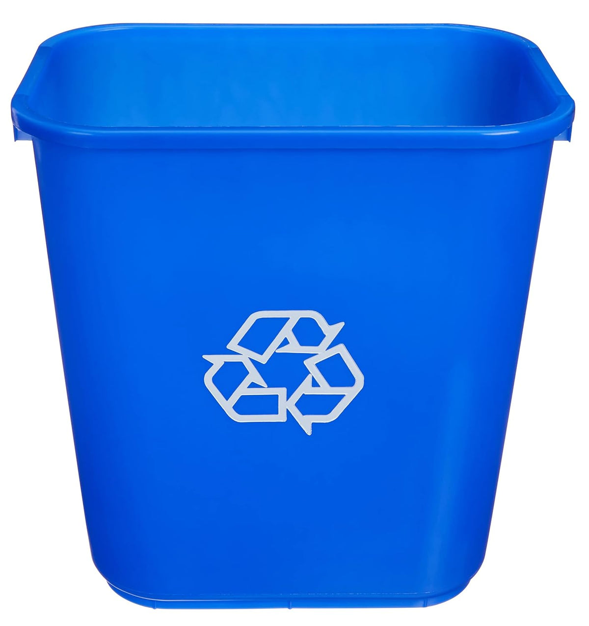 Amazon Basics Rectangular Commercial Office Wastebasket, w/Recycle Logo, 7 gallon (Pack of 2), Blue