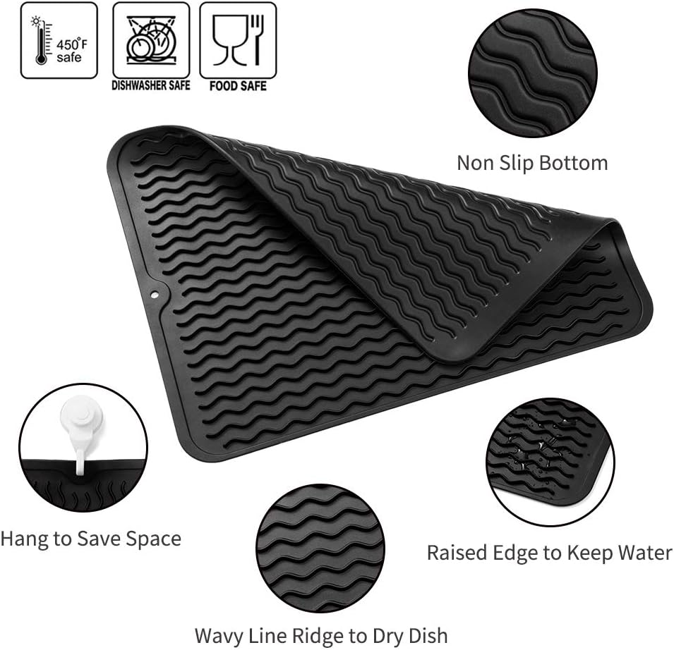 Silicone Dish Drying Mat for Multiple Usage,Easy clean,Eco-friendly,Heat-resistant Silicone Mat for