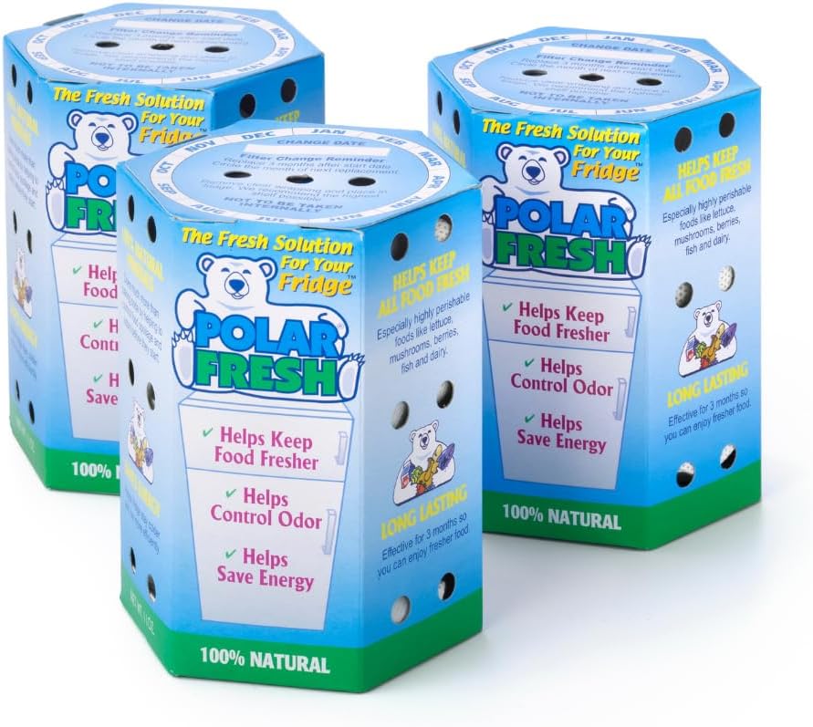 All-in-1 Refrigerator Deodorizer & Produce Saver by Polar Fresh 3 Pack – Fridge Odor Eliminator