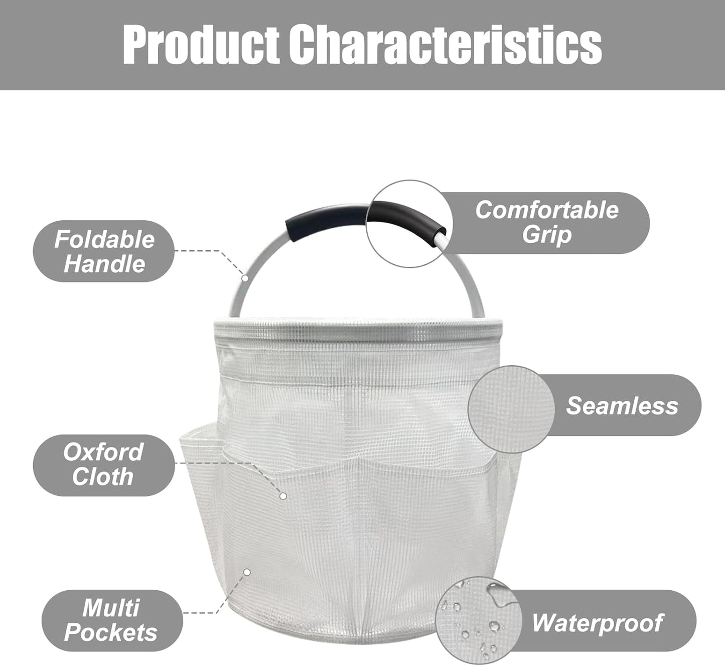 Qivine 17L Cleaning Caddy with Handle, Cleaning Supply Caddy Foldable Tool Bag Cleaning Products