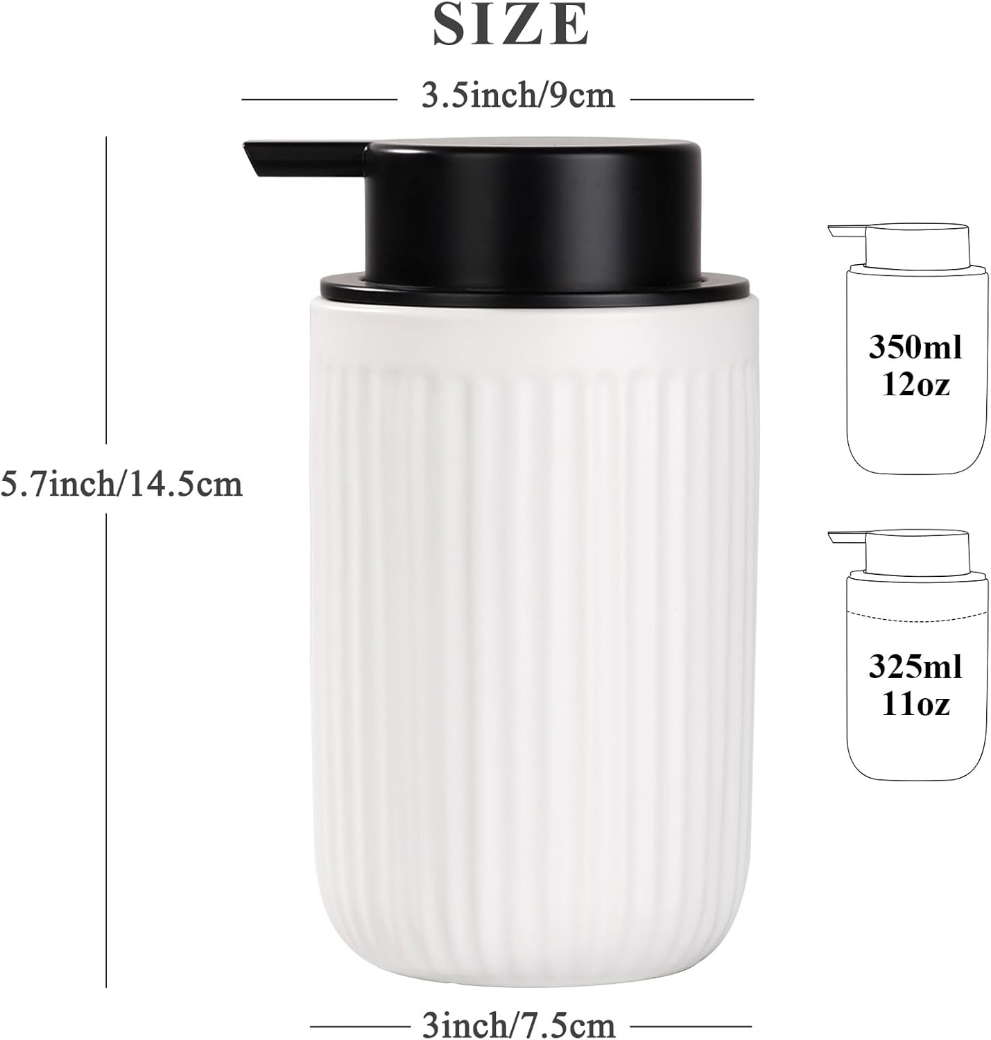 BosilunLife Foam Hand Soap Dispenser - White Ceramic Foaming Soap Dispenser for Bathroom 12oz