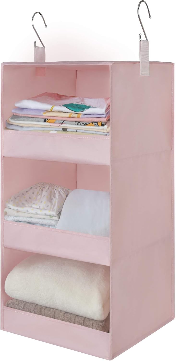 GRANNY SAYS 3-Shelf Hanging Closet Organizer, Collapsible Closet Hanging Shelves, Nursery Hanging