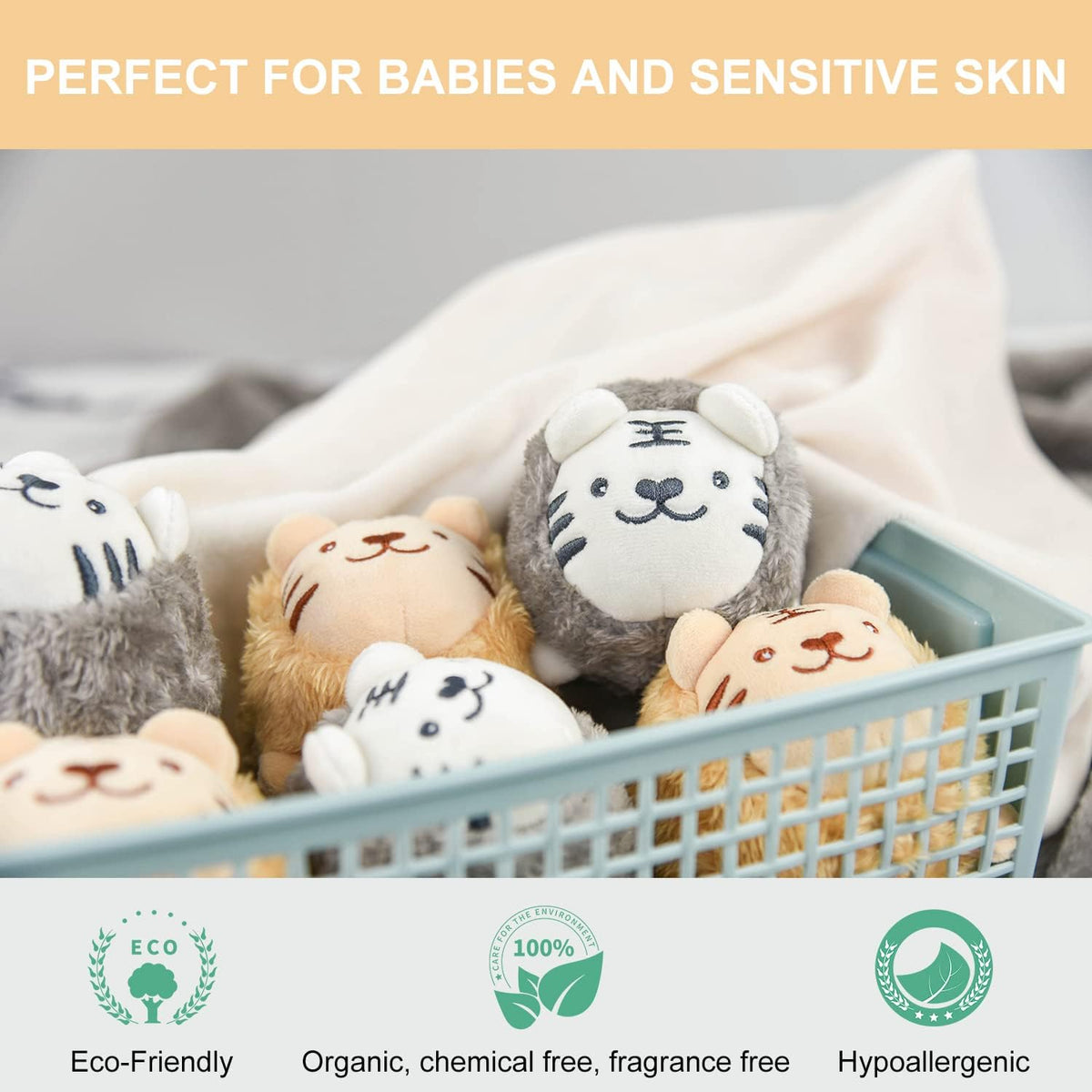 XL Size Wool Dryer Balls 6 Pcs - Over 2000 Loads,Lovely Tiger Appearance-Reusable,Hypoallergenic