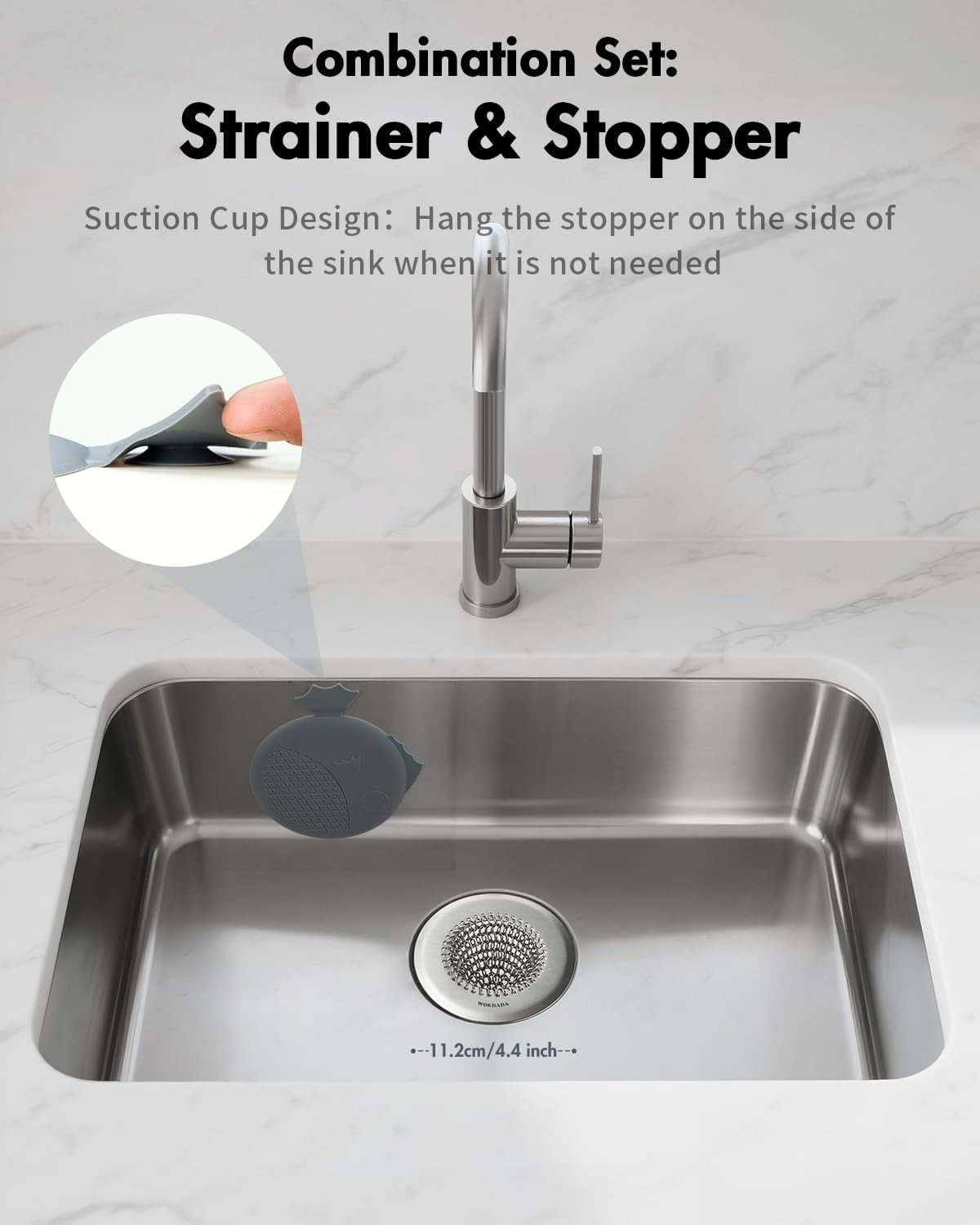 Sink Drain Strainer&Stopper, Anti-Slip Flexible Mesh Sink Strainer with 304 Stainless Steel