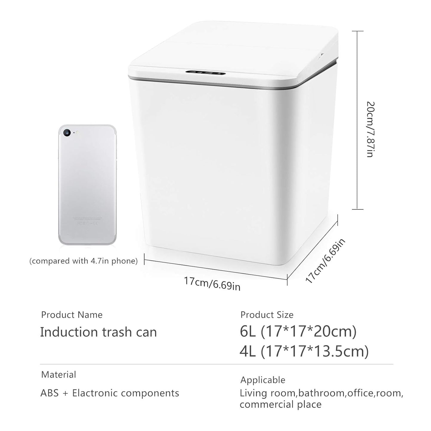 Automatic Small Countertop Trash Can with Lid, 1.5 Gal/6L Toucheless Mini Waste Bin for Office