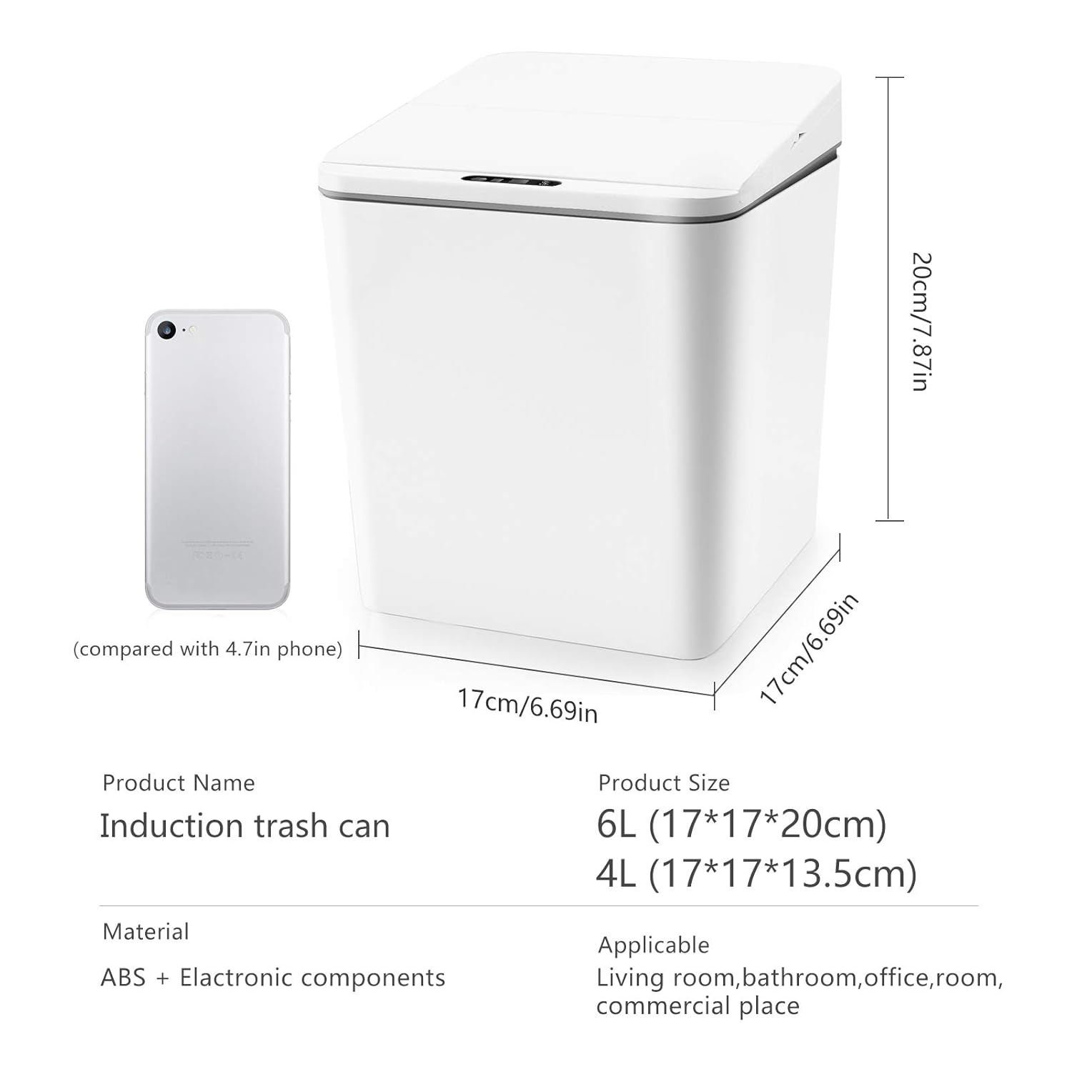 Automatic Small Countertop Trash Can with Lid, 1.5 Gal/6L Toucheless Mini Waste Bin for Office