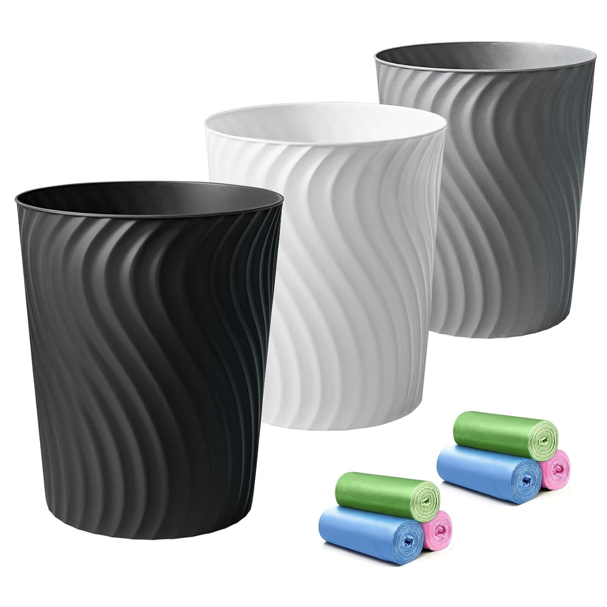 YGJT Small Trash Can, 3 Pack 1.8 Gallons Bathroom Trash Can Waste Basket, Round Garbage Can