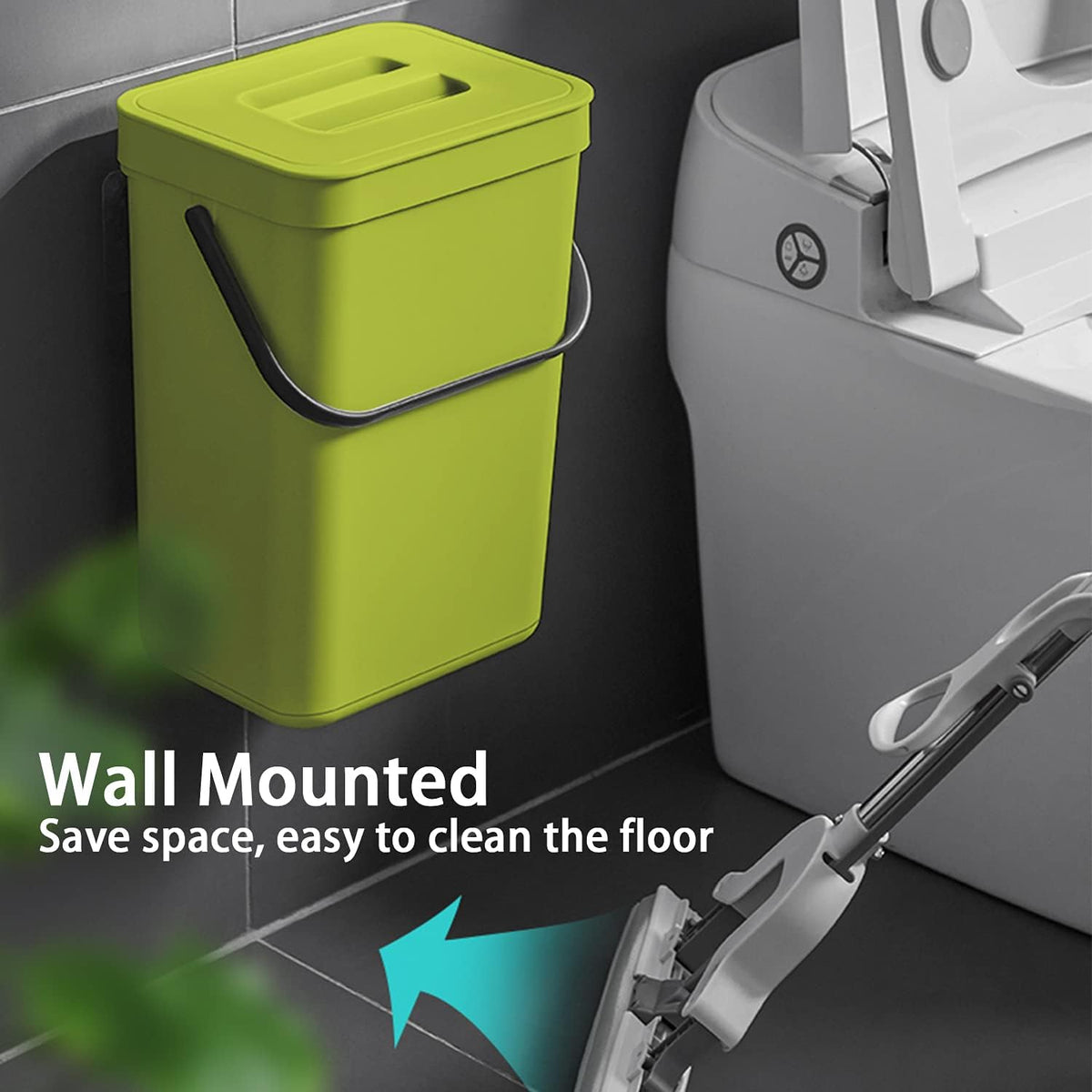 stonespace Small Trash Can with Lid，Mountable Indoor Compost Bucket, Hanging Trash Can with Lid for