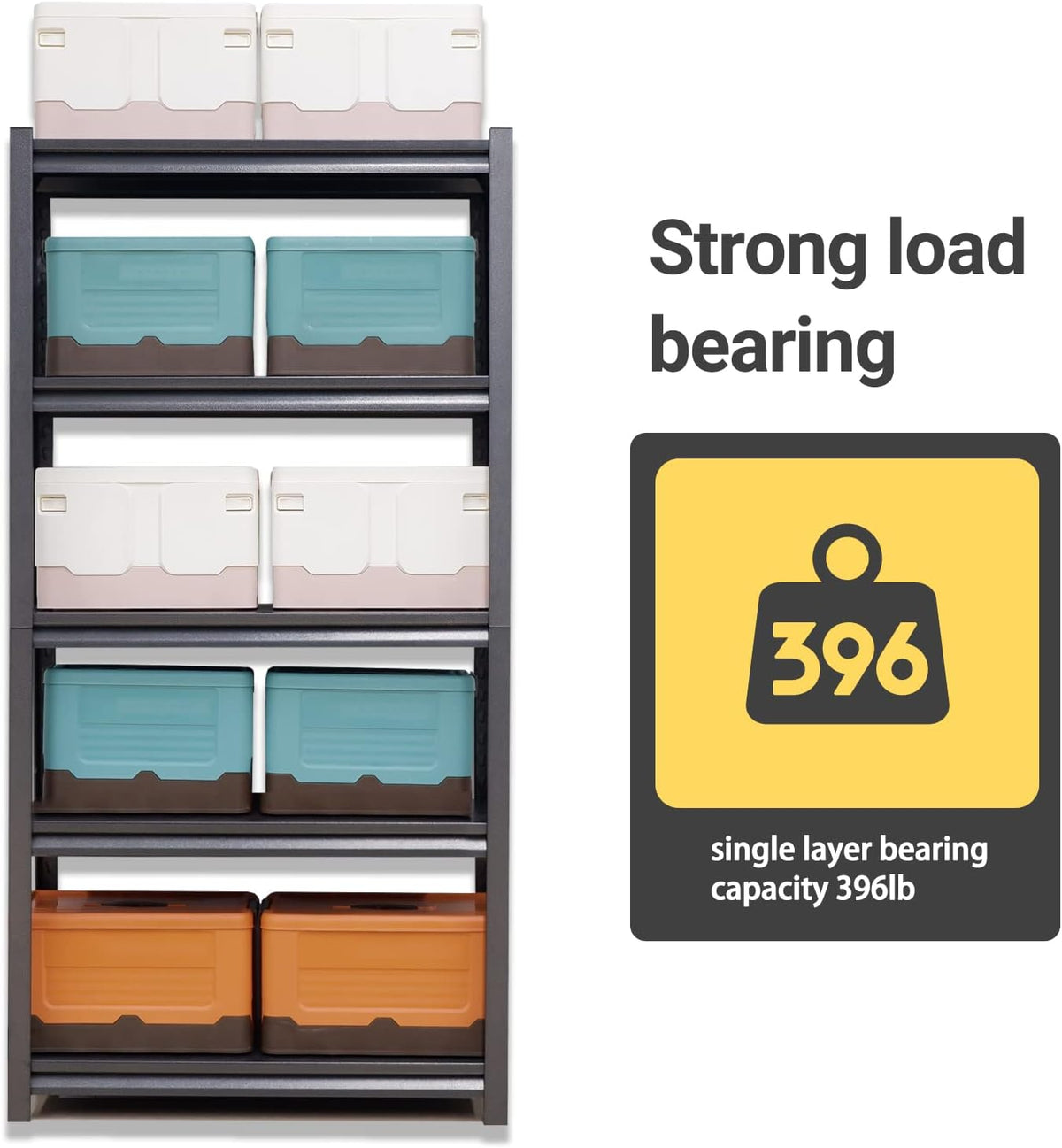 Heavy Duty Garage Shelving, Metal Storage Shelves, Adjustable 5 Tier Metal Shelving Unit