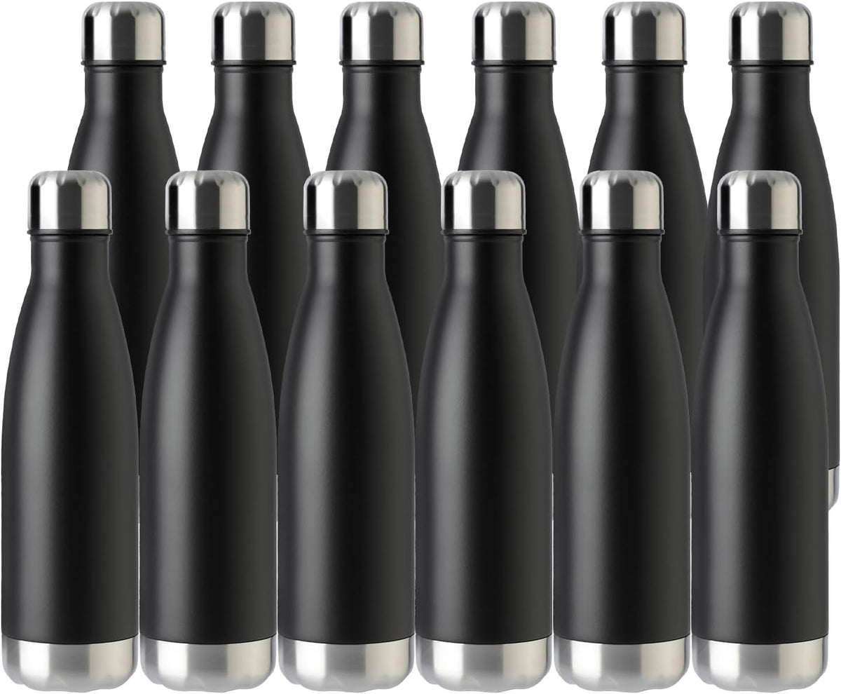 MEWAY 17oz Sport Water Bottle 12 Pack Vacuum Insulated Stainless Steel Leak-Proof Double Wall Cola