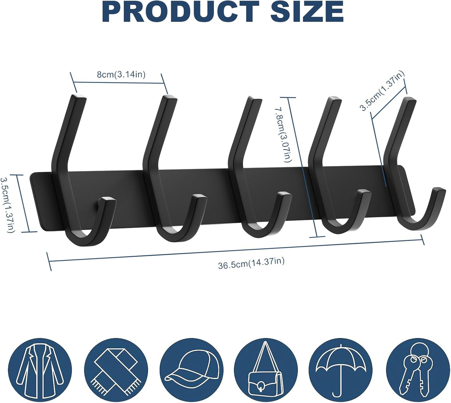 VAEHOLD Wall Hooks, Heavy Duty Aluminum Towel Hooks for Hanging Coat, Hat, Key, Clothes, Closet