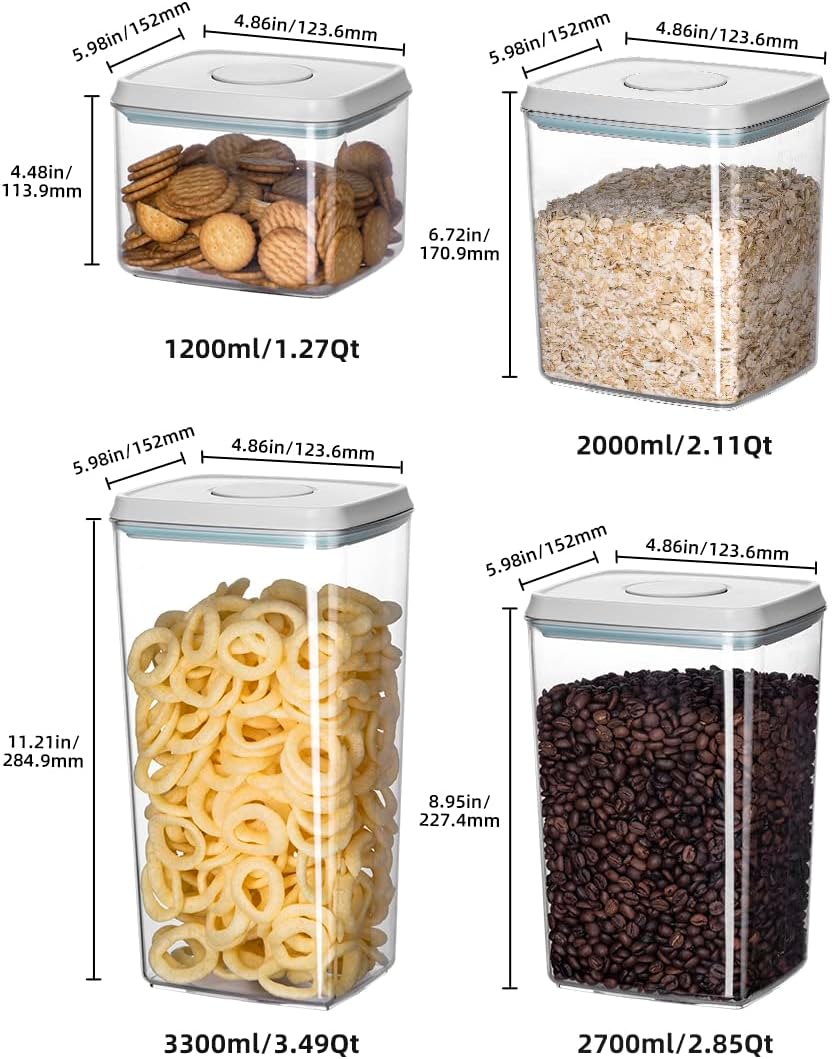 12 Pcs Pop Airtight Food Storage Containers with Lids for Kitchen Pantry Organization Stackable