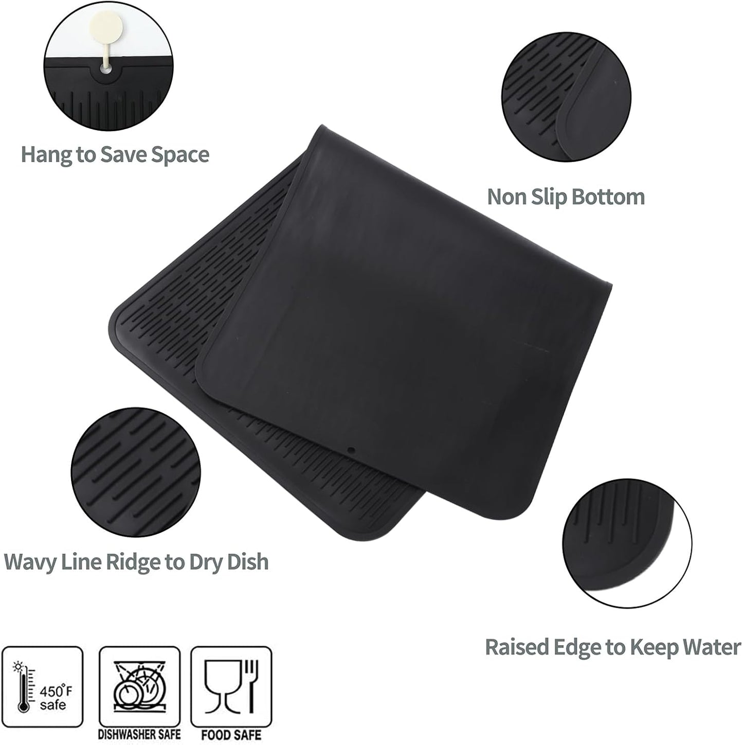 Silicone Dish Drying Mat for Multiple Usage,Easy clean,Eco-friendly,Heat-resistant Silicone Mat for