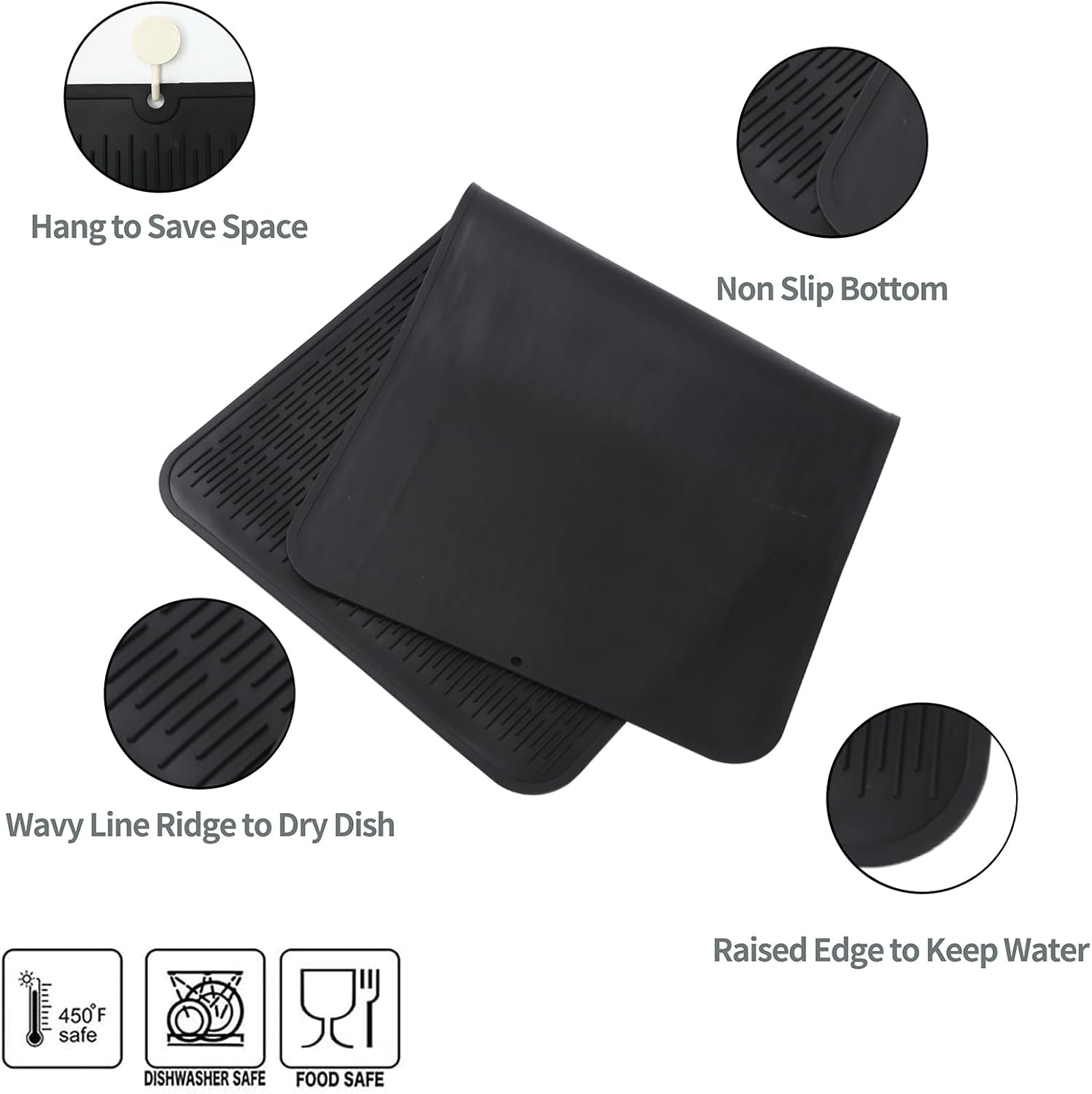 Silicone Dish Drying Mat for Multiple Usage,Easy clean,Eco-friendly,Heat-resistant Silicone Mat for