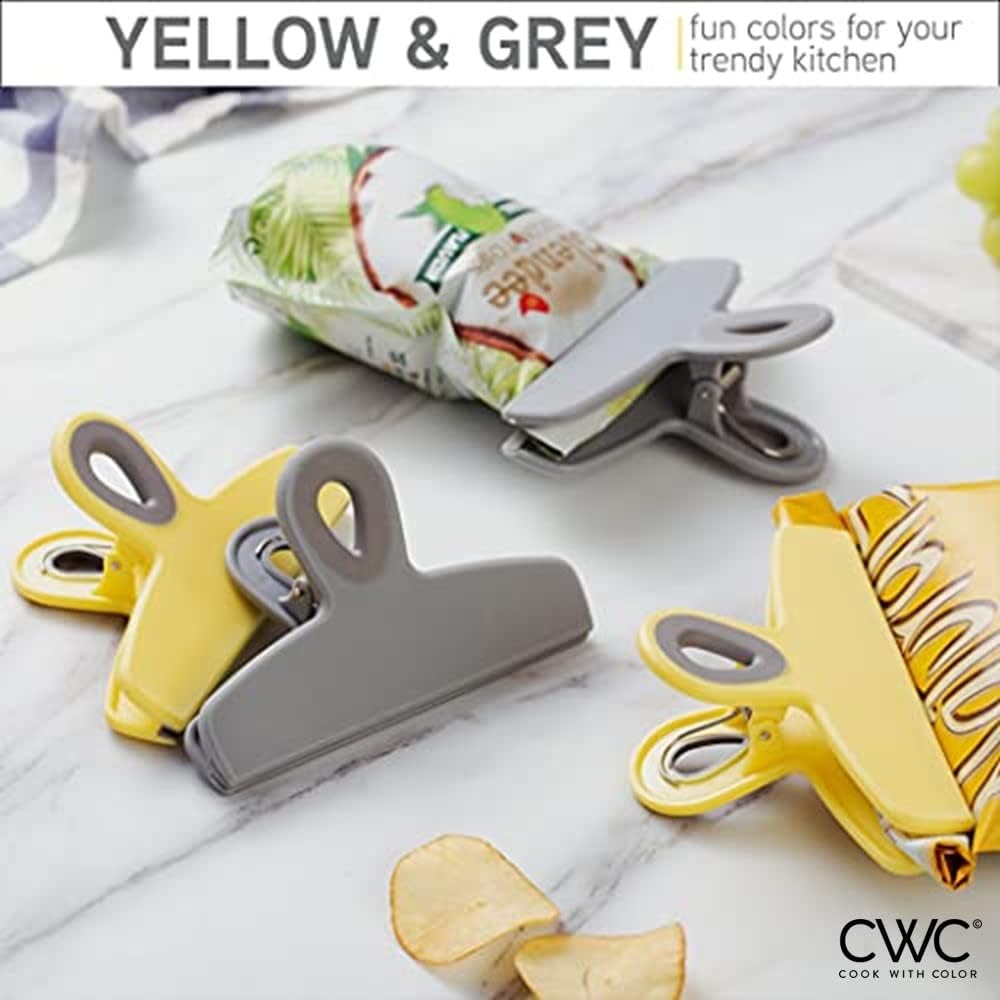 COOK WITH COLOR Bag Clips - Heavy Duty Chip Clip and Refrigerator Magnet Clips for Food Storage
