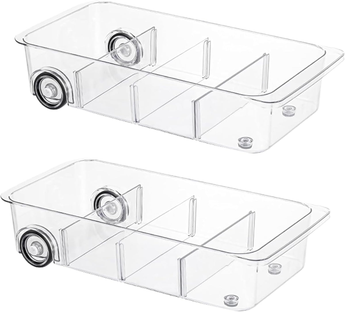 Fridge Organizer Bins With Wheels, 2 Pack Roll Out Refrigerator Organizers And Storage Refrigerator