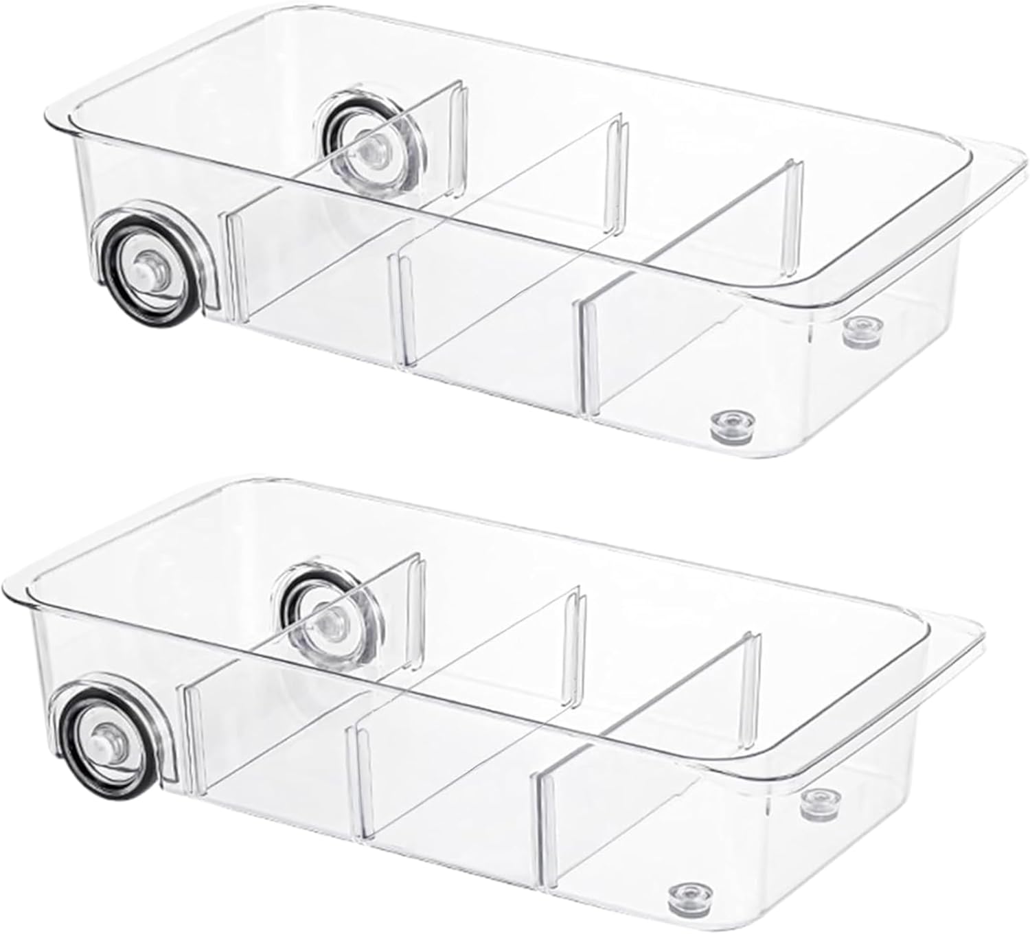 Fridge Organizer Bins With Wheels, 2 Pack Roll Out Refrigerator Organizers And Storage Refrigerator