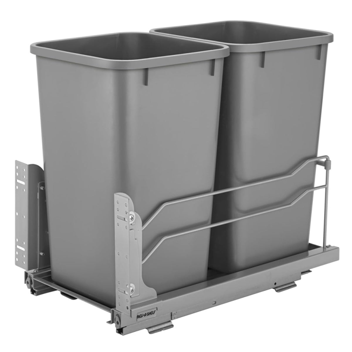 Rev-A-Shelf Double Pullout Trash Can for Base Kitchen Cabinets 27 Quart 12.5 Gallon with Soft-Close